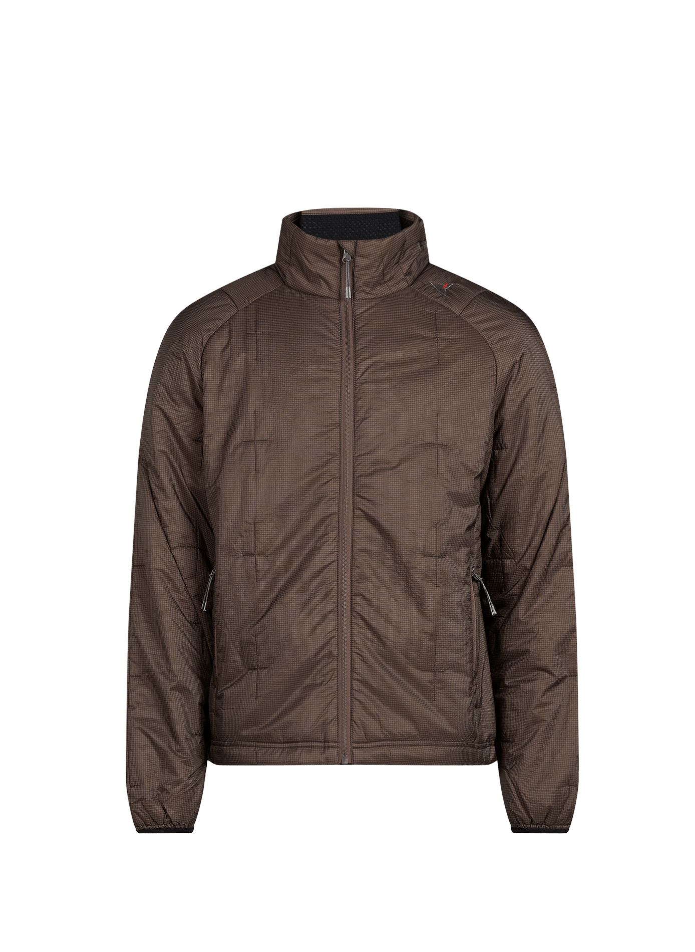 Veste droite col montant à carreaux ROA Marron