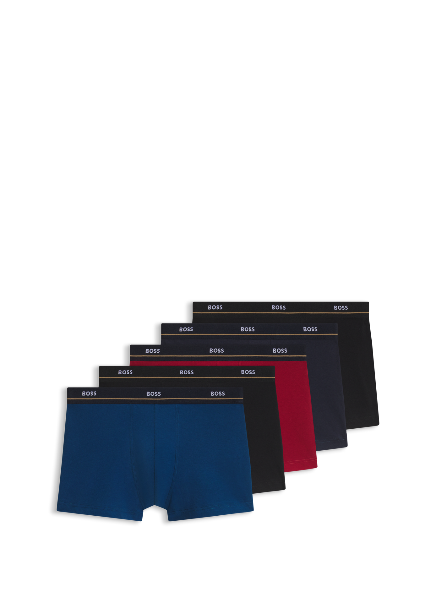 Lot de 5 boxers unis en coton mélangé BOSS Multicolore
