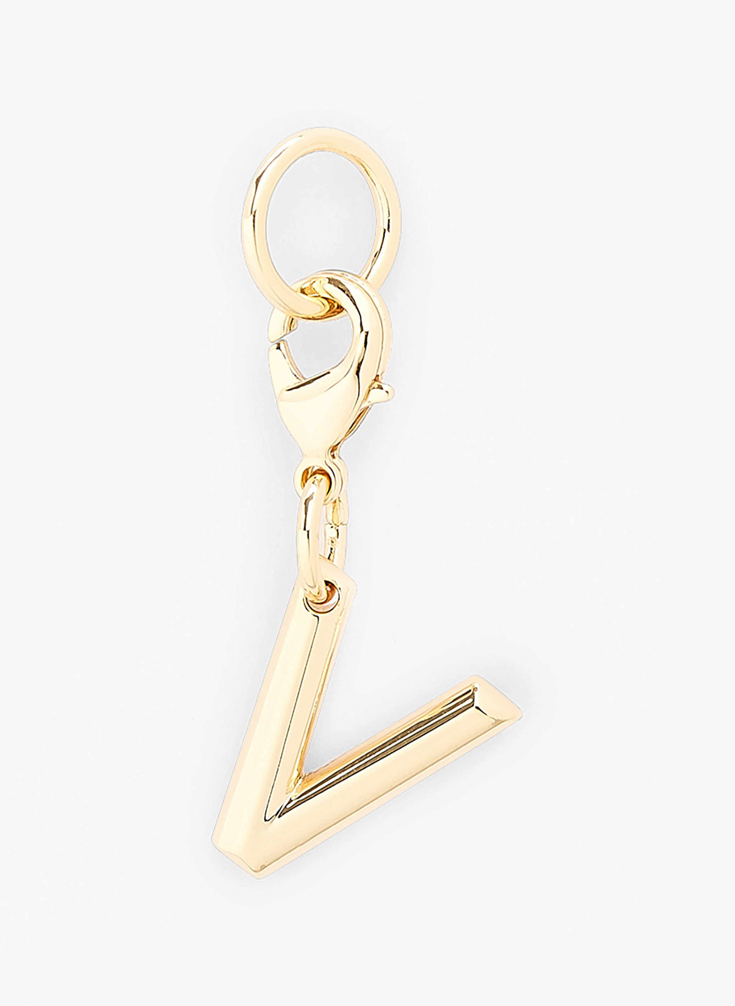 Pendentif métallique doré lancel — lettre v. LANCEL Doré