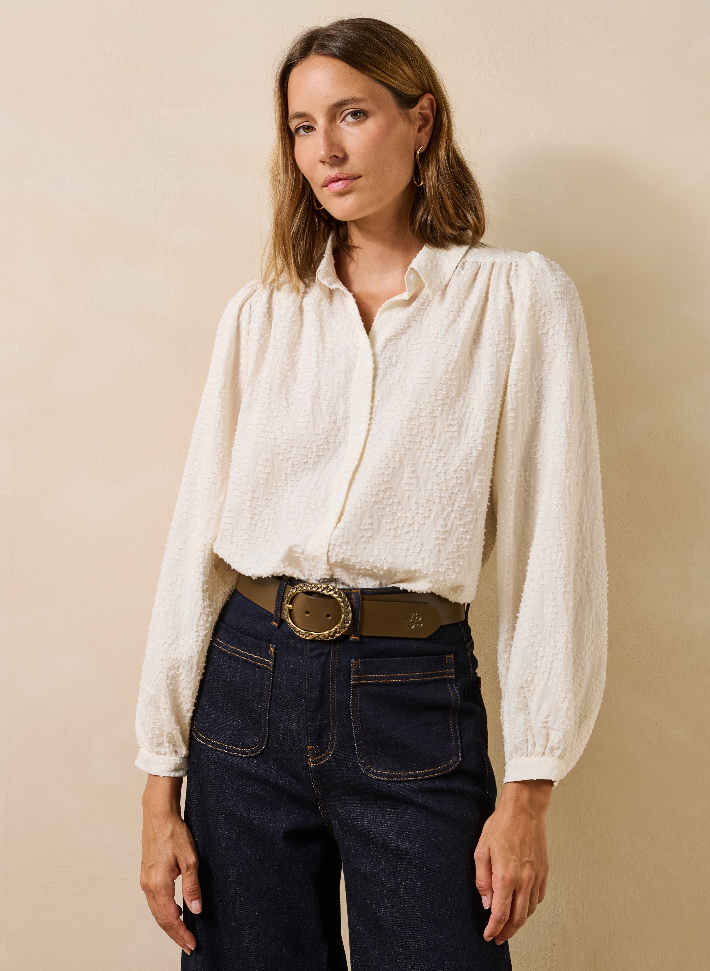 Recht shirt met lange mouwen LA FEE MARABOUTEE Wit