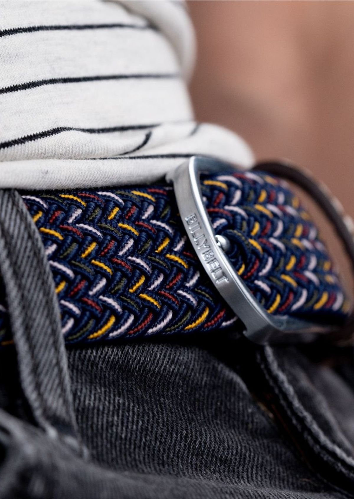 Ceinture tressée élastique multicolore BILLYBELT Bleu