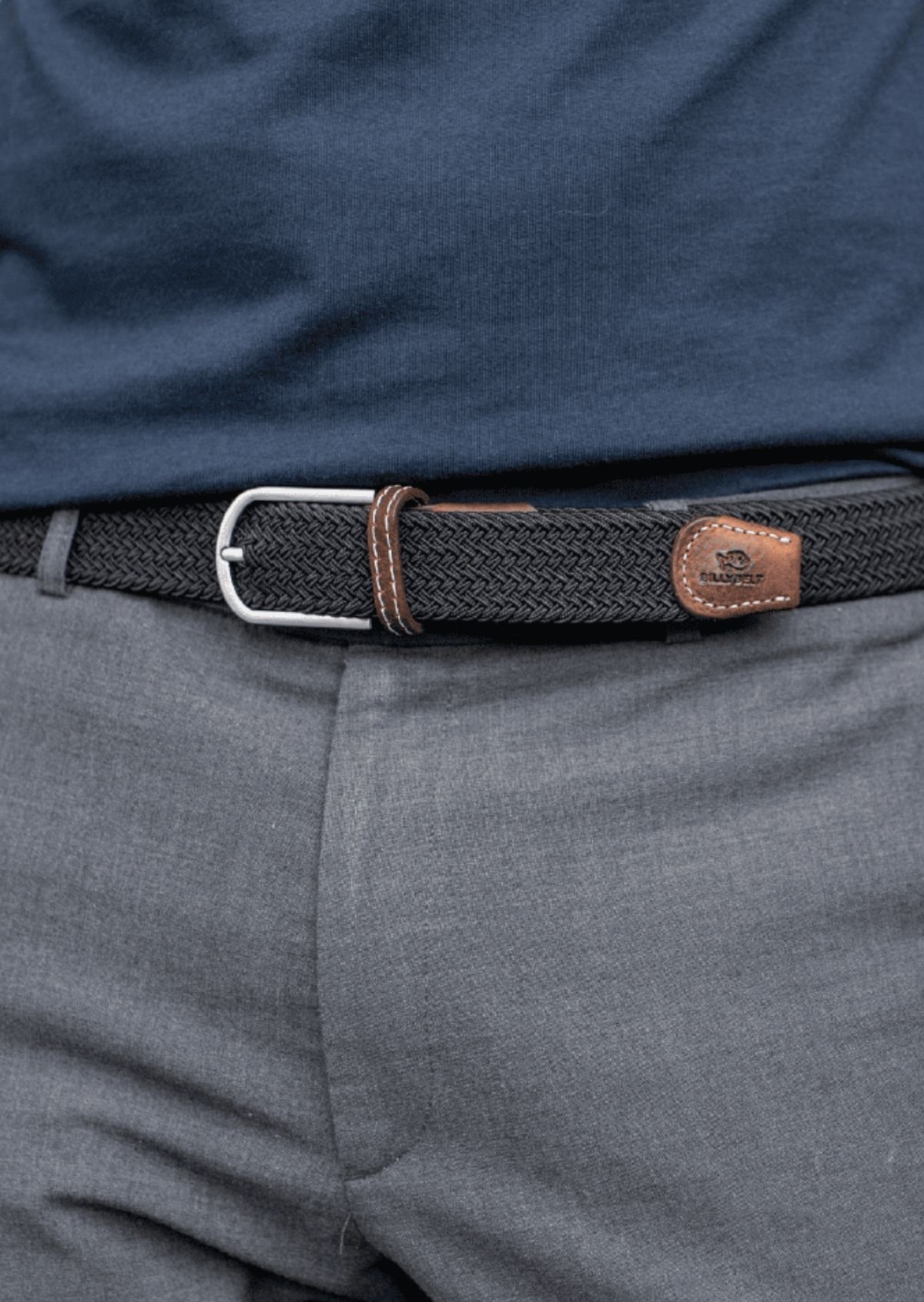 Ceinture tressée élastique unie BILLYBELT Noir