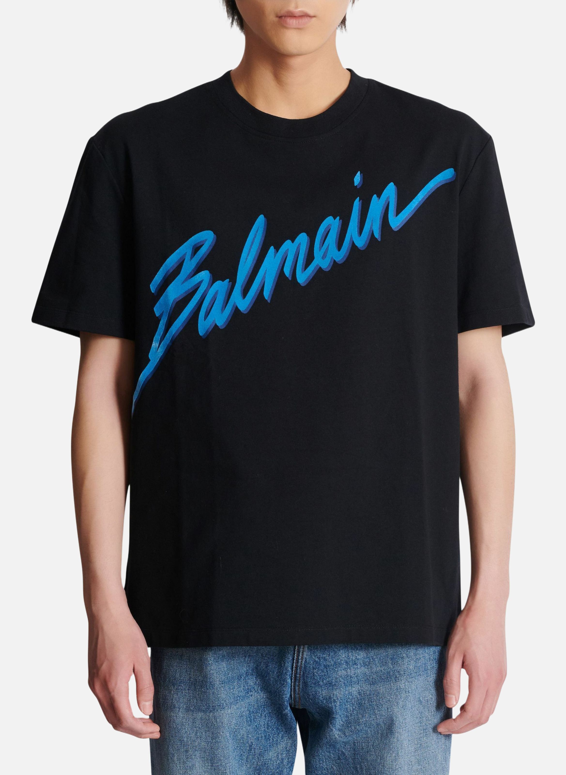 T-shirt floqué balmain lettre BALMAIN Bleu