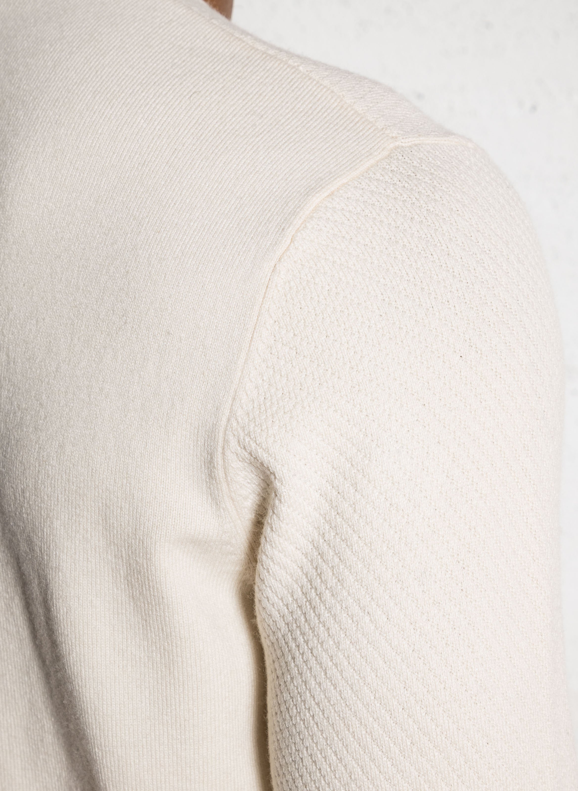 Pull droit col rond à tricot relief IKKS Blanc