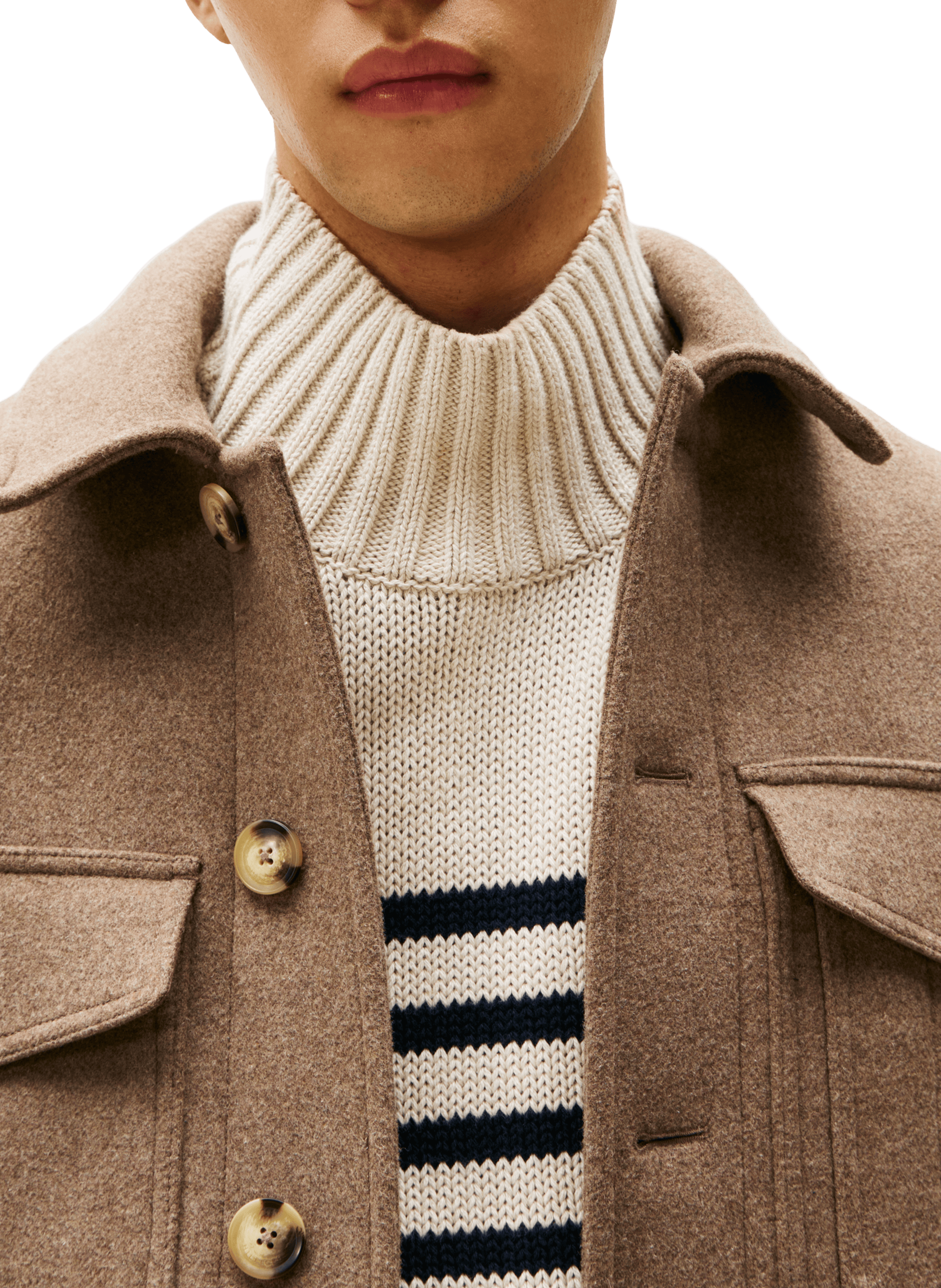 Jacket with classic collar in mixed wool TOMMY HILFIGER Beige