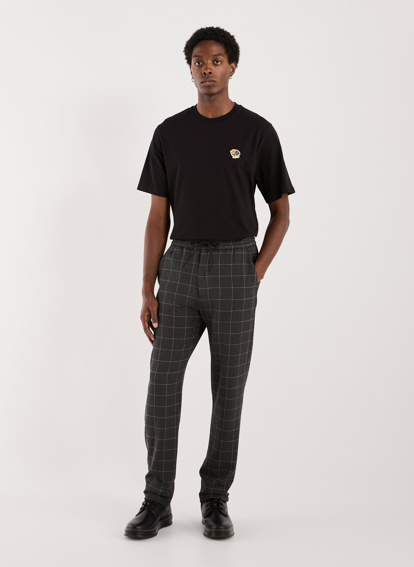 T-shirt droit brodé en coton LES DEUX Noir