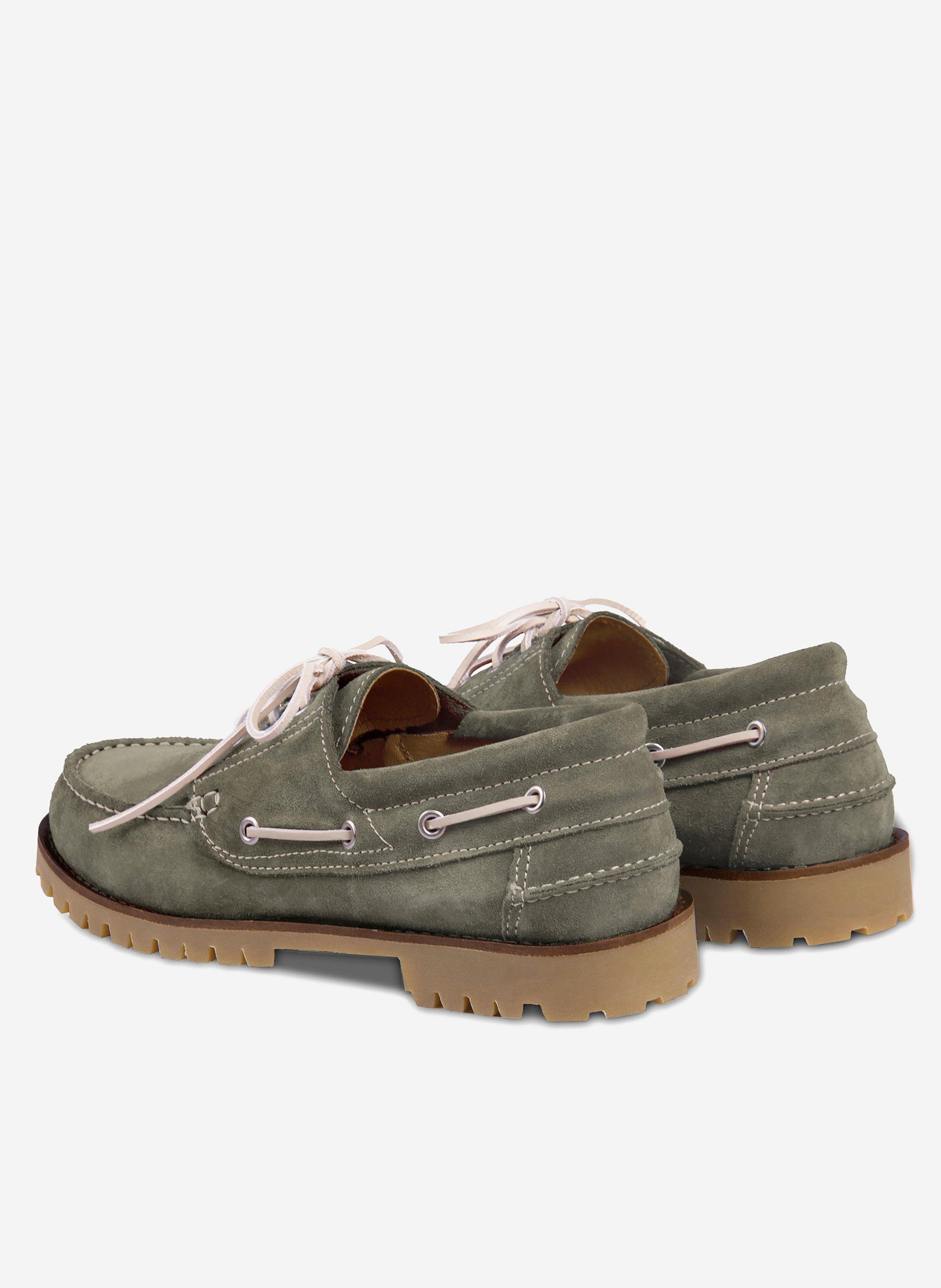 Chaussures bateau milo cuir daim JULES & JENN Vert