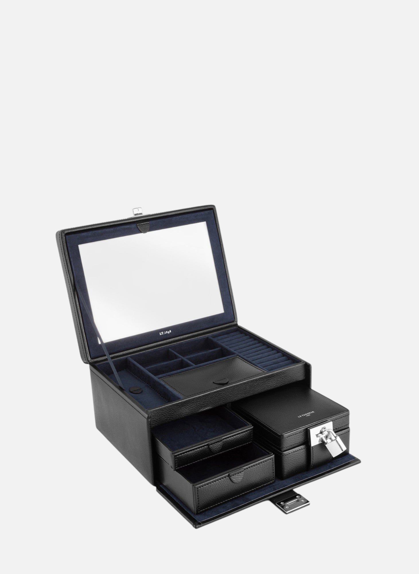 Grande boîte à bijoux en cuir LE TANNEUR Noir