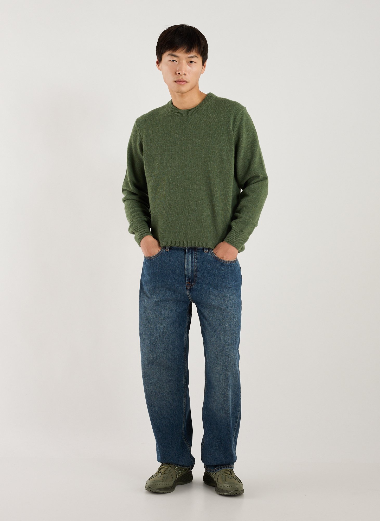 Oversized round neck sweater in blended wool AIGLE Green