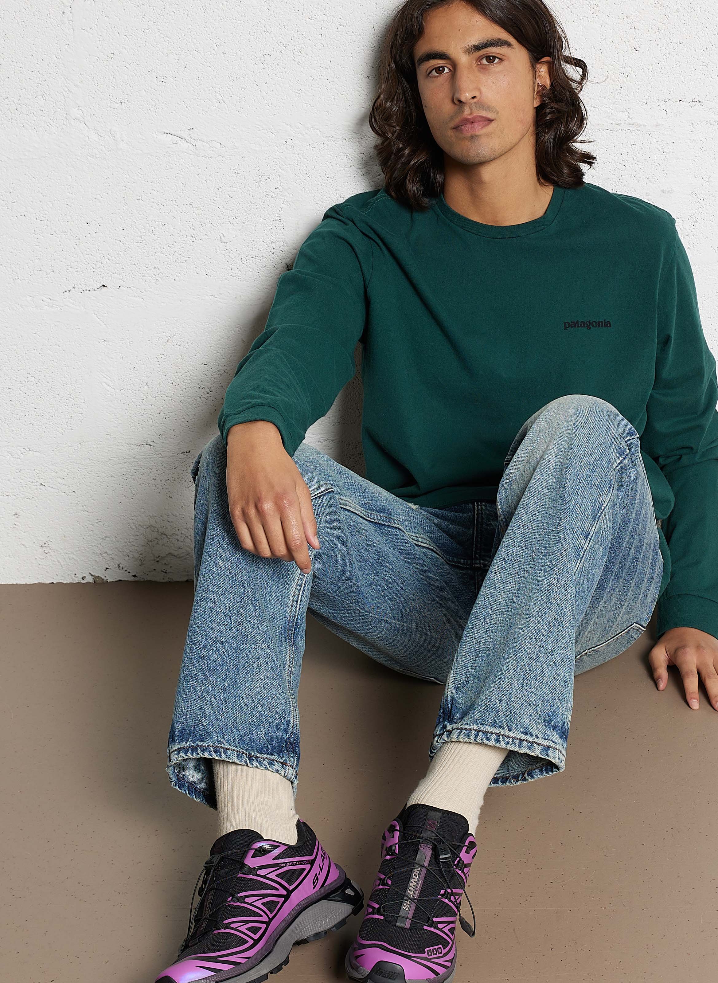 Tee-shirt col rond regular-fit sérigraphié en coton recyclé mélangé PATAGONIA Vert