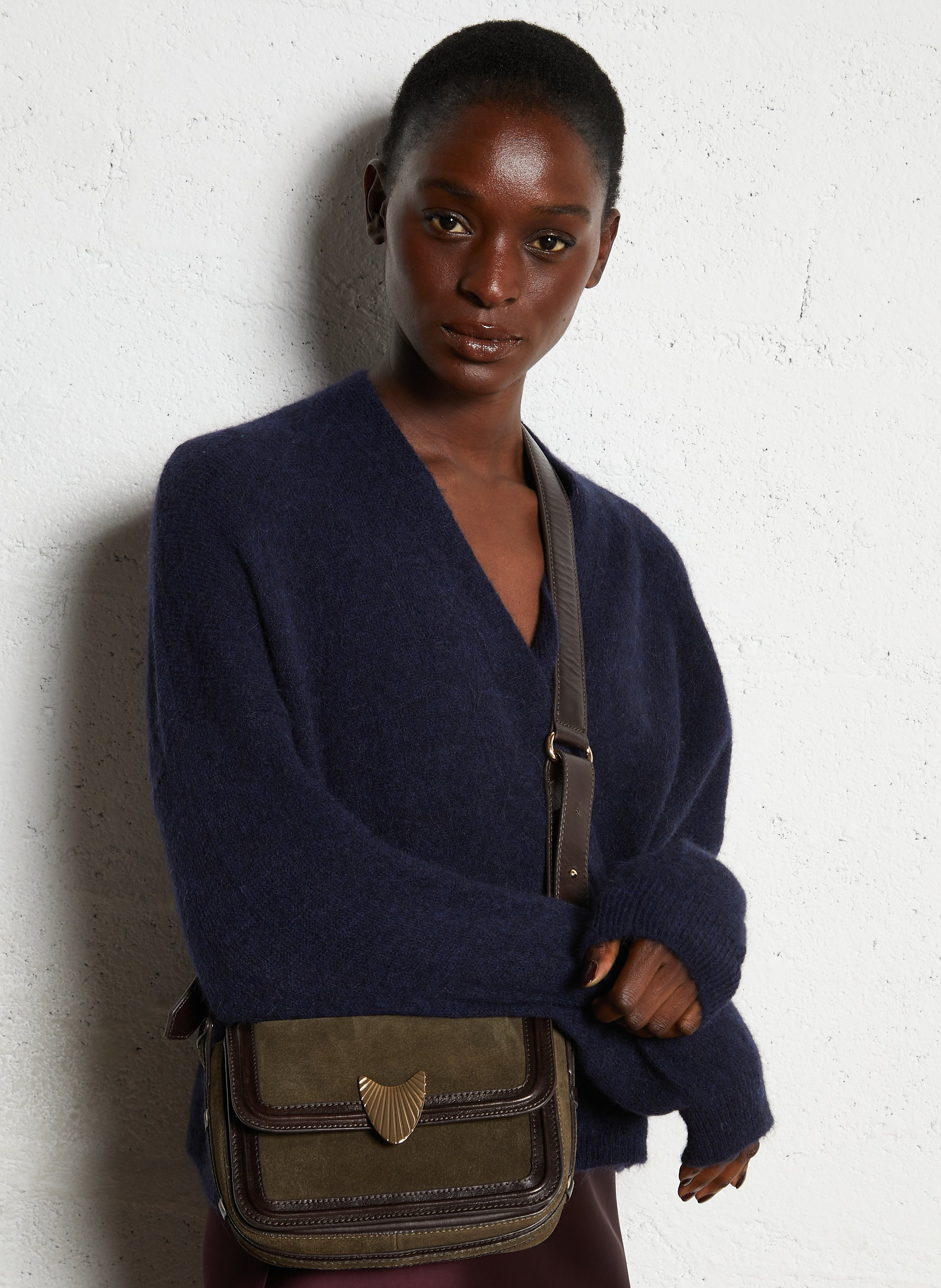 Sac bandoulière en cuir leonard mini MAISON 123 Kaki