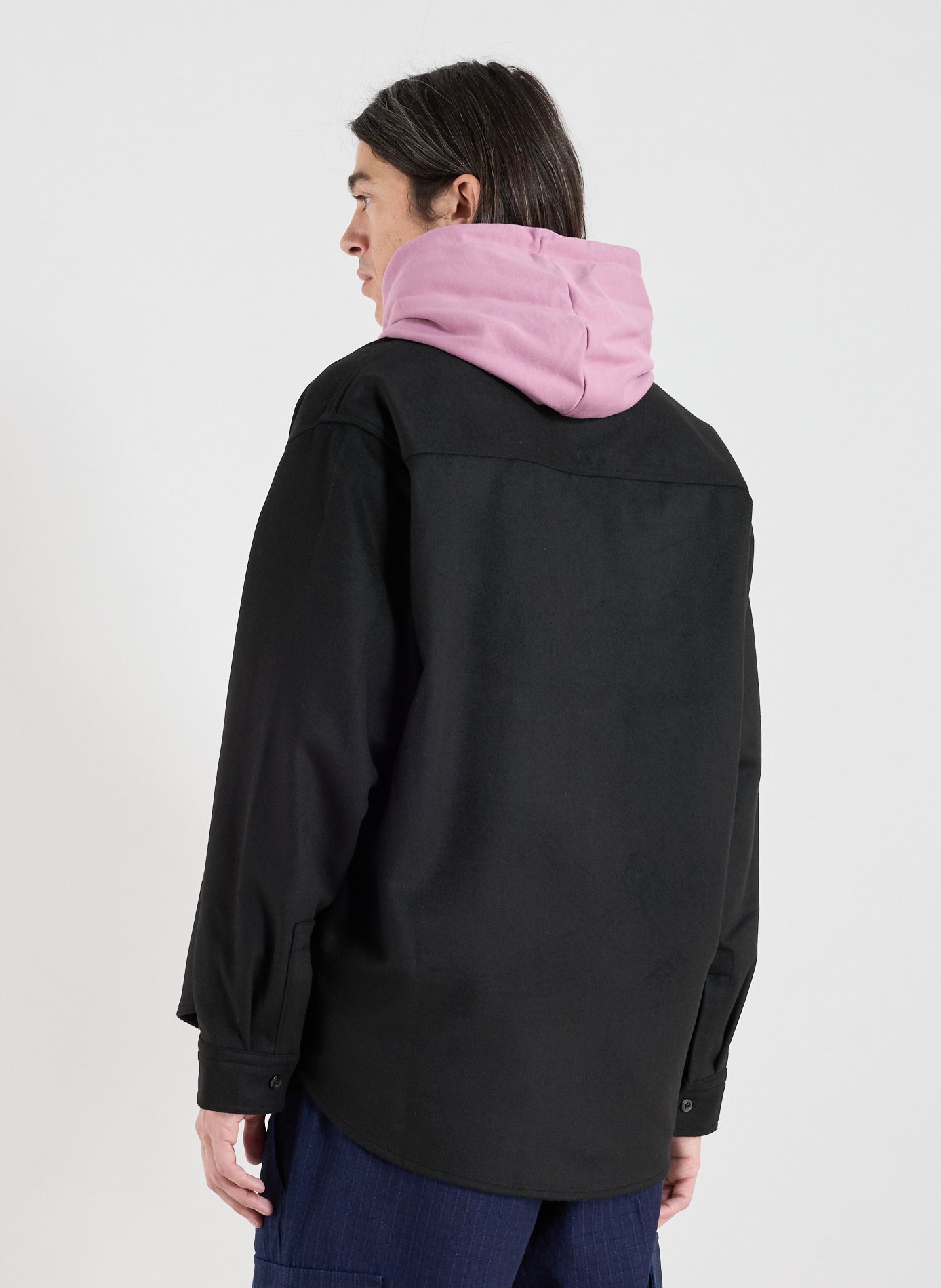 Oversized brushed flannel shirt HUGO BLUE Black