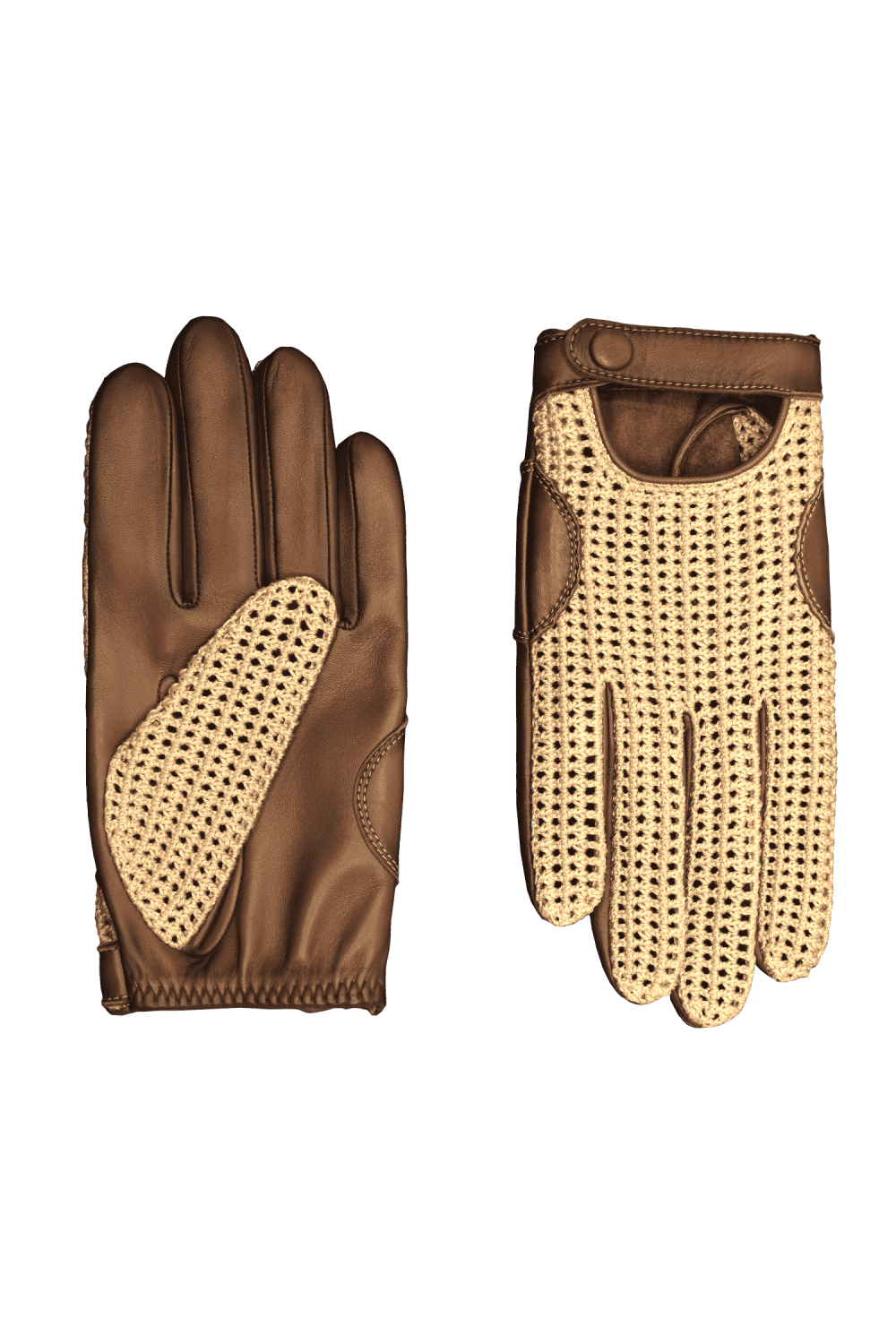 Gants liam mobilités homme cuir et crochet AGNELLE Marron
