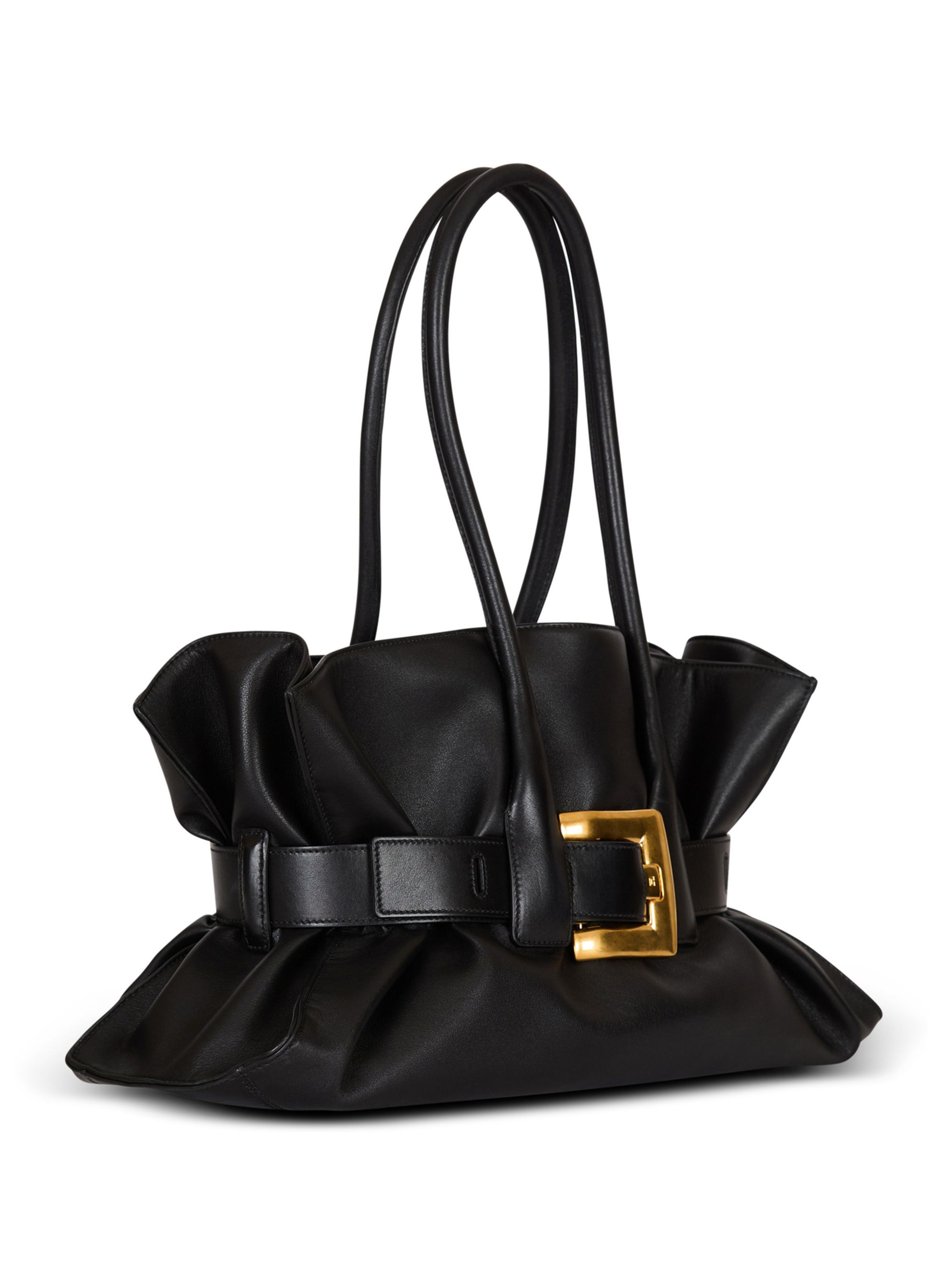 Sac anthem large en cuir de veau BALMAIN Noir