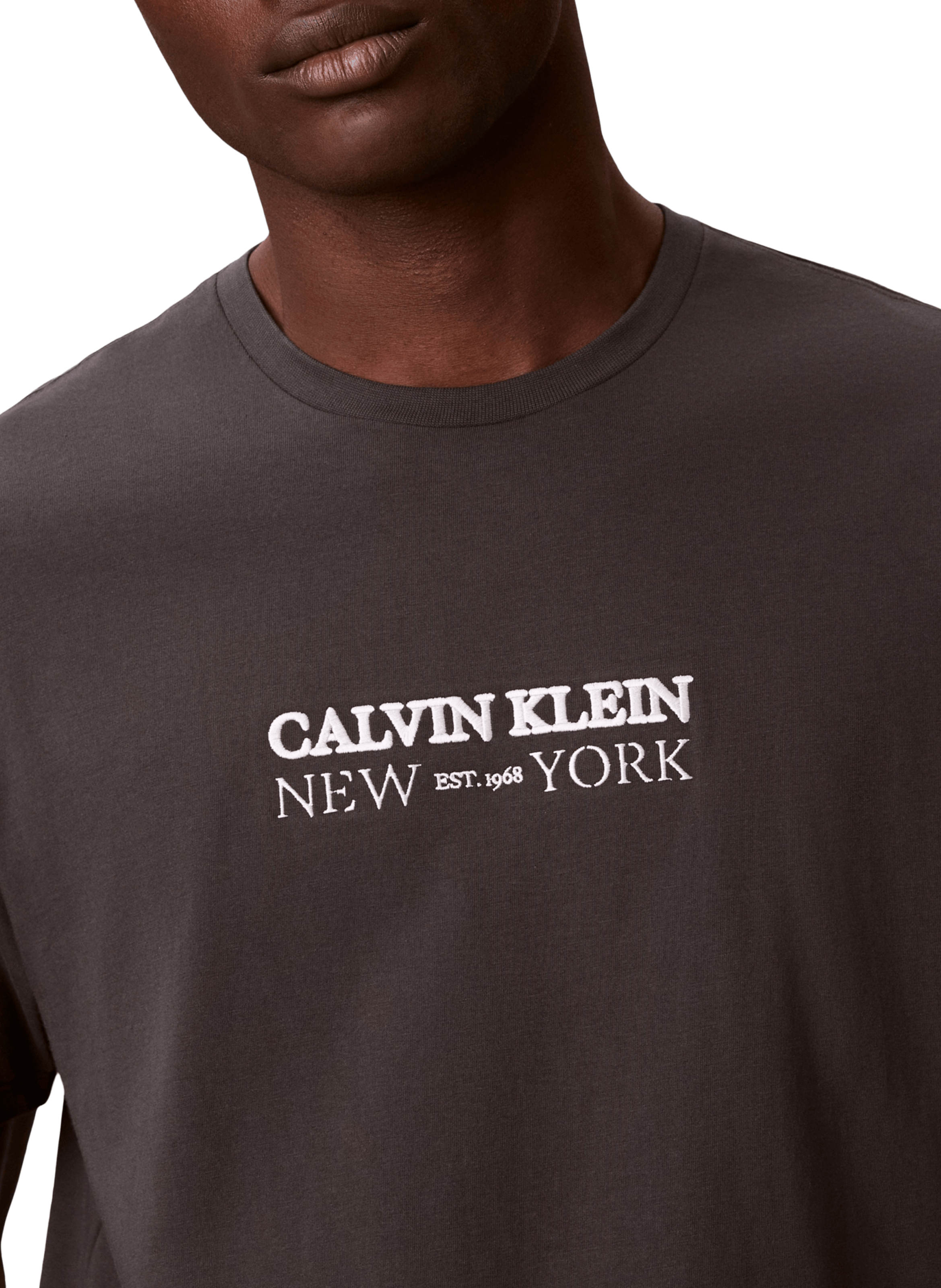 T-shirt manches courtes en coton avec logo CALVIN KLEIN Noir