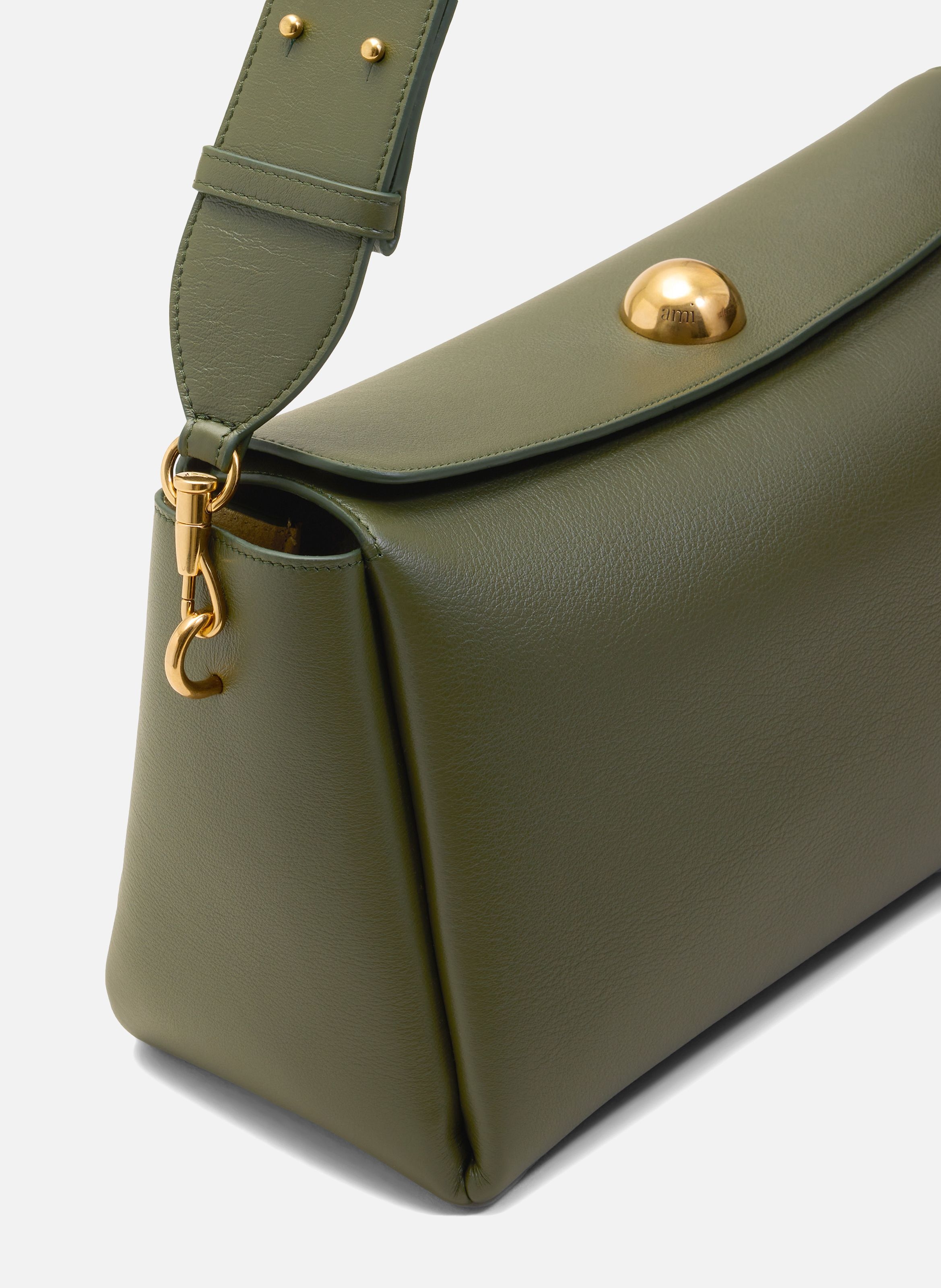 Sac Carrousel Moyen En Cuir Lisse unisexe AMI PARIS Vert