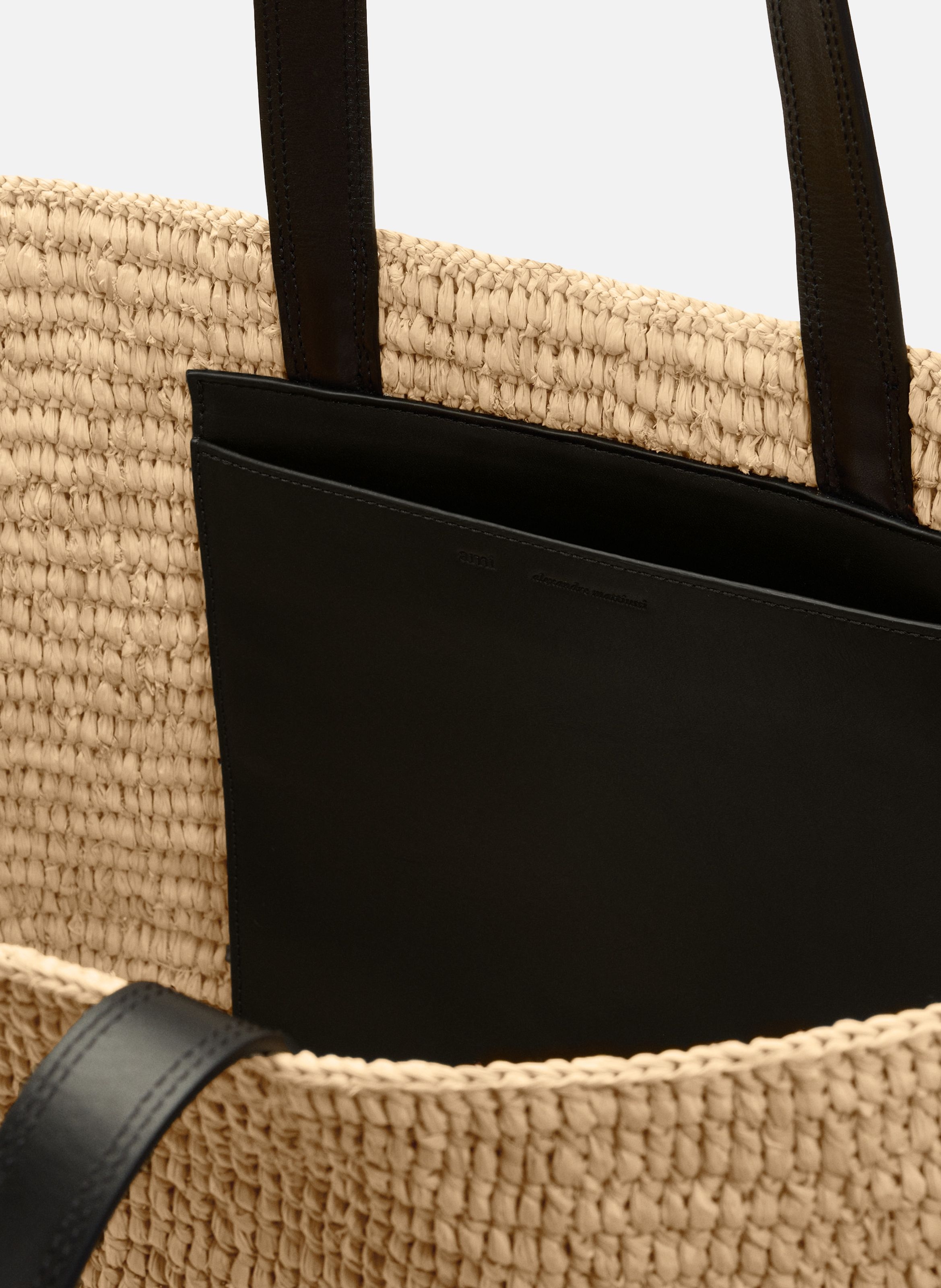 Cabas ami de coeur naturel en raphia unisexe AMI PARIS Beige