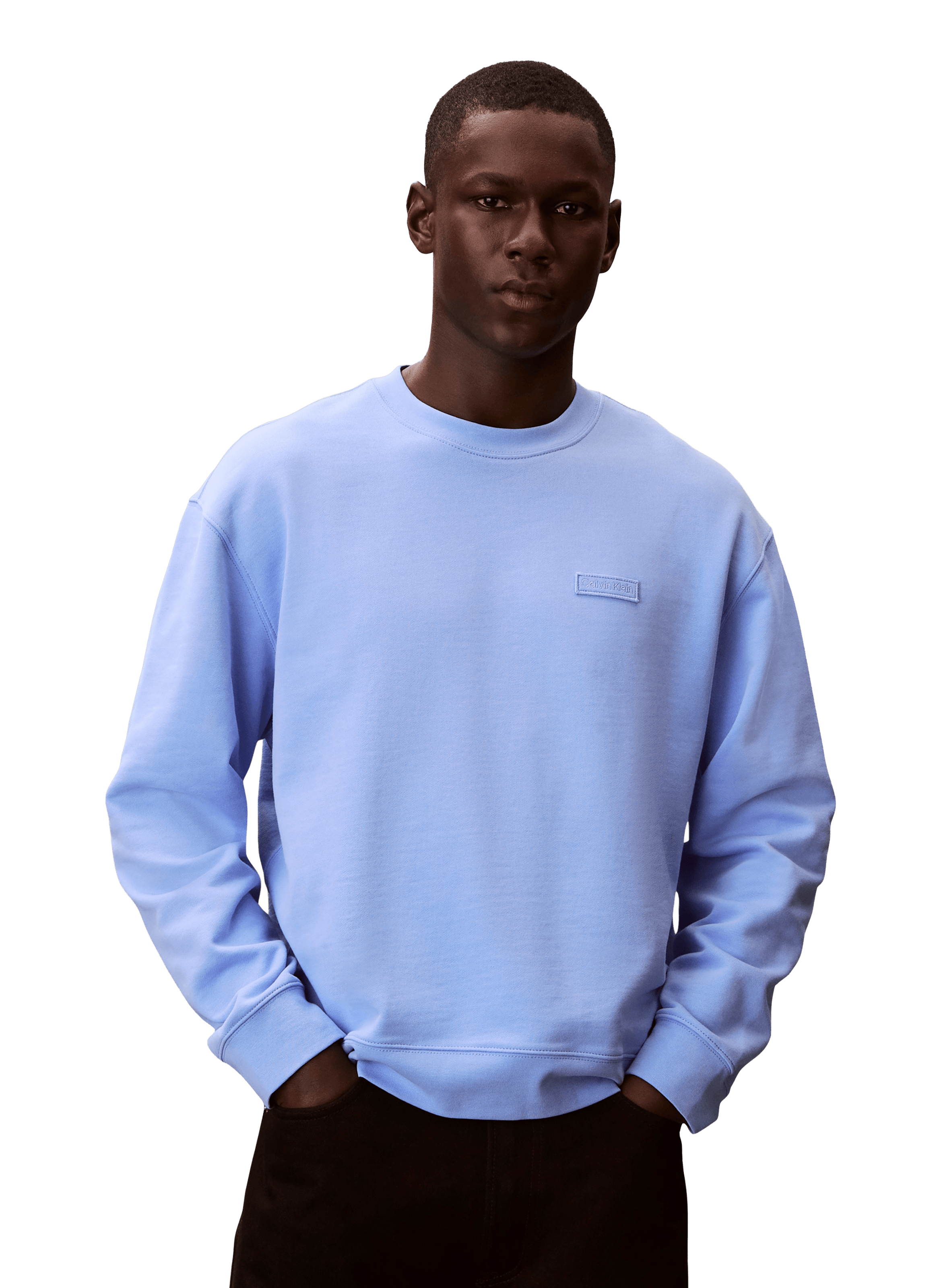 Sweat droit à col montant en coton CALVIN KLEIN Bleu