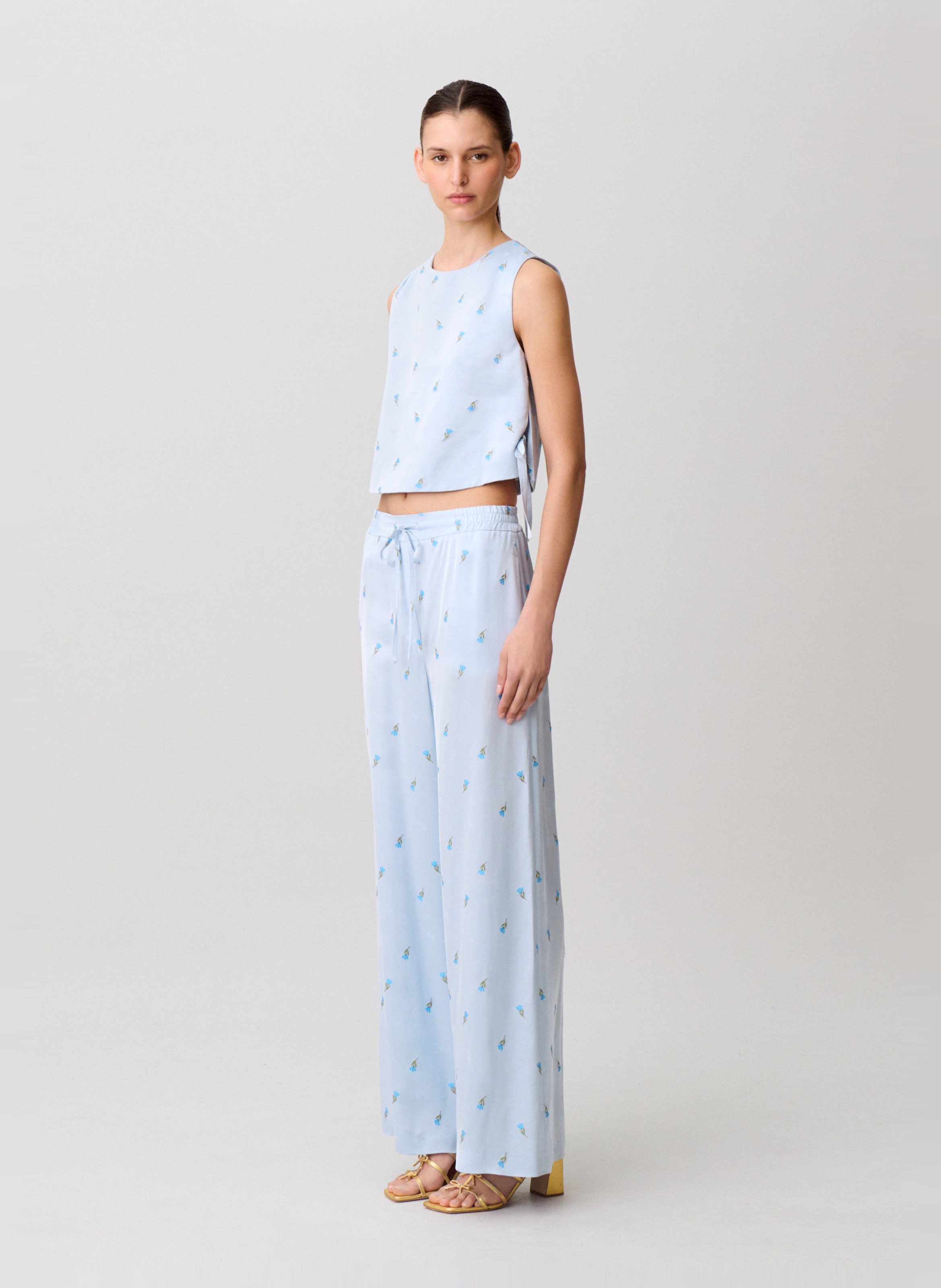 Pantalon large imprimé CLAUDIE PIERLOT Bleu