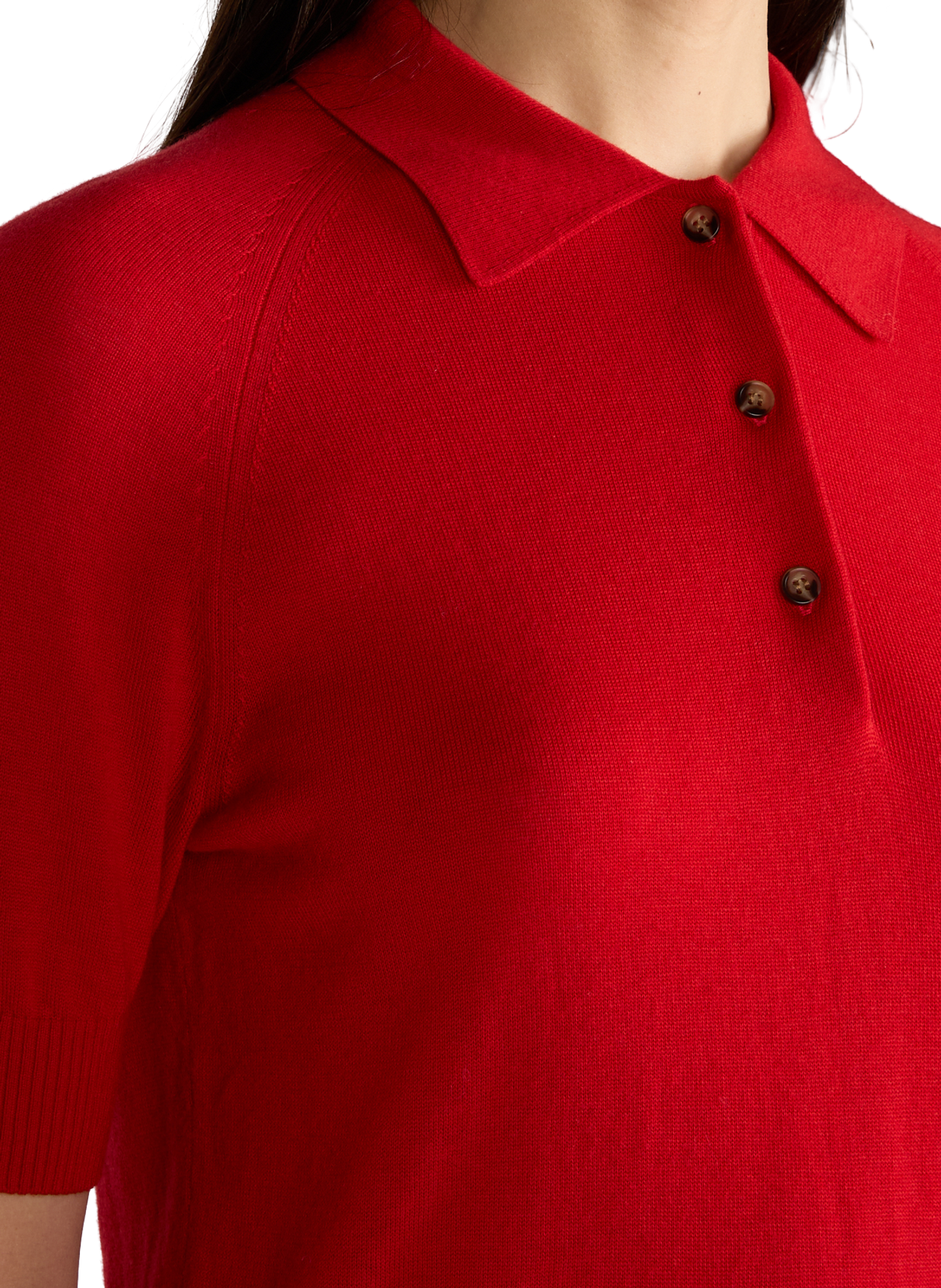 Merino wool polo neck T-shirt VICTORIA BECKHAM Red