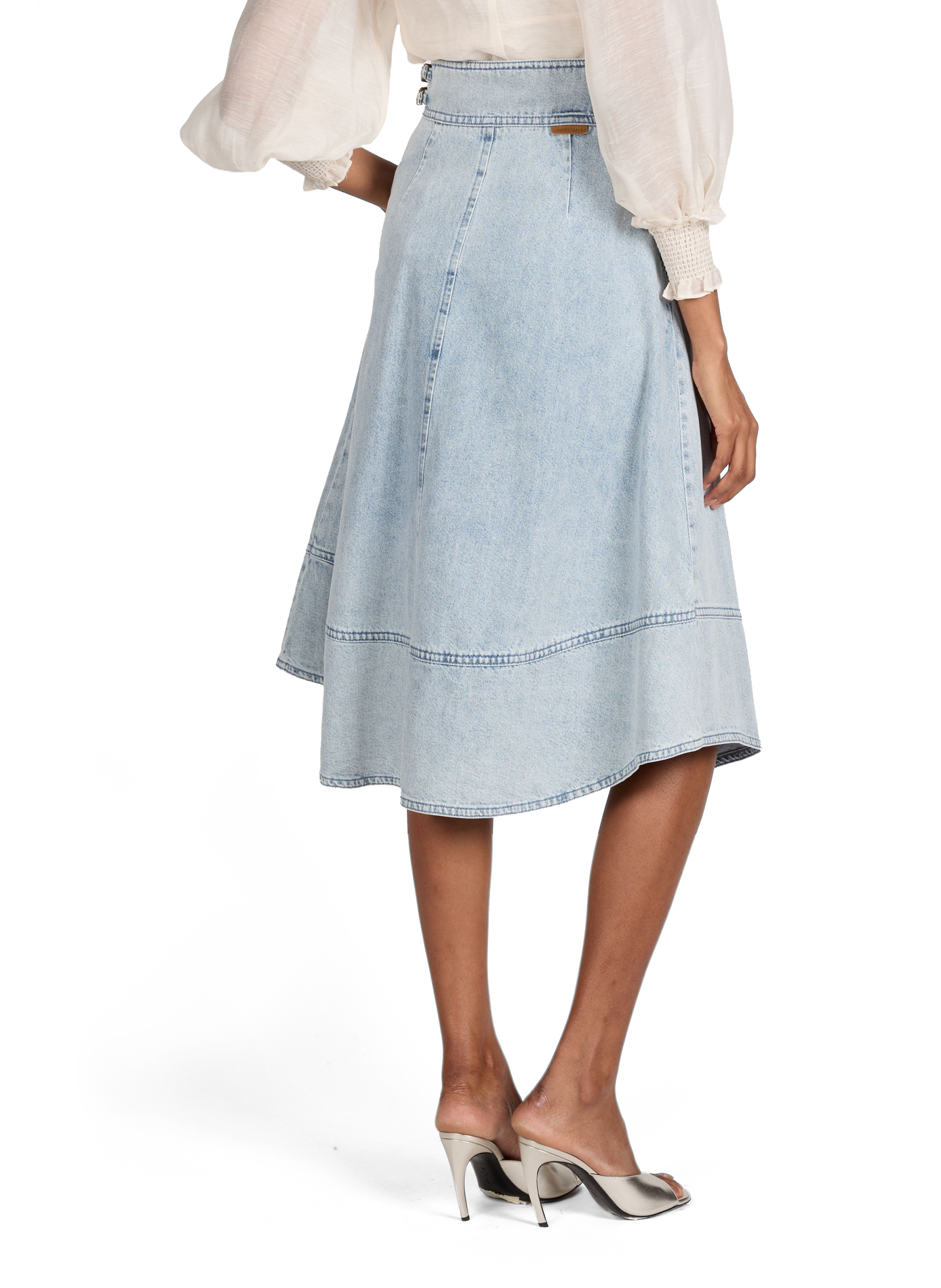 Jupe midi en jean en coton ZIMMERMANN Bleu