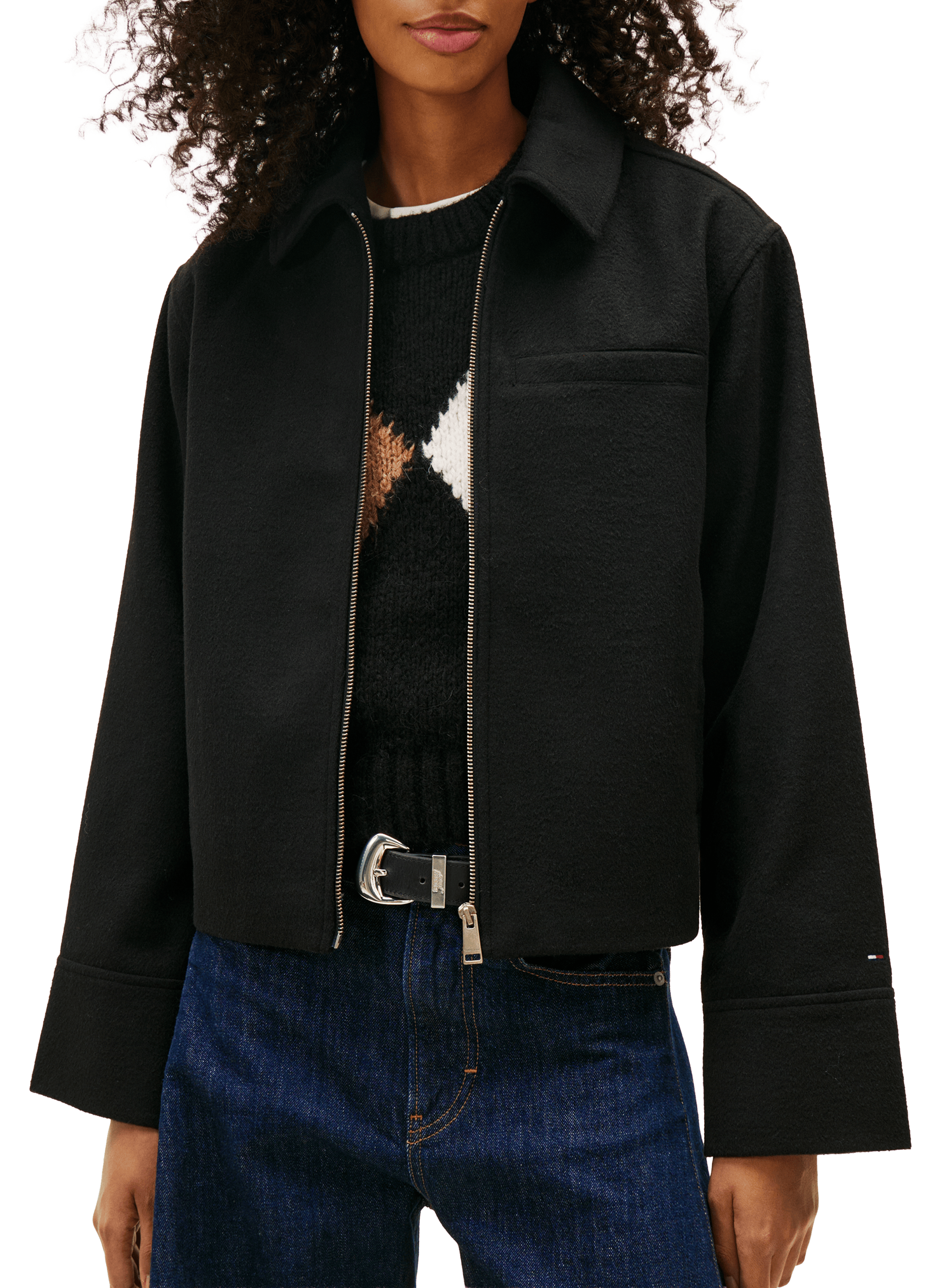 Veste courte en laine mélangée TOMMY HILFIGER Noir