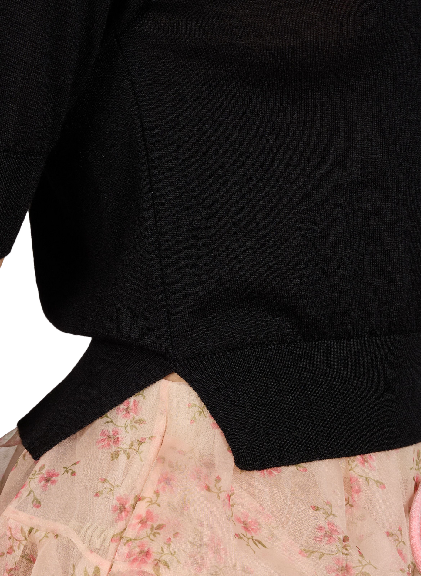 Puff-sleeve silk and merino wool sweater with pearls SIMONE ROCHA Black