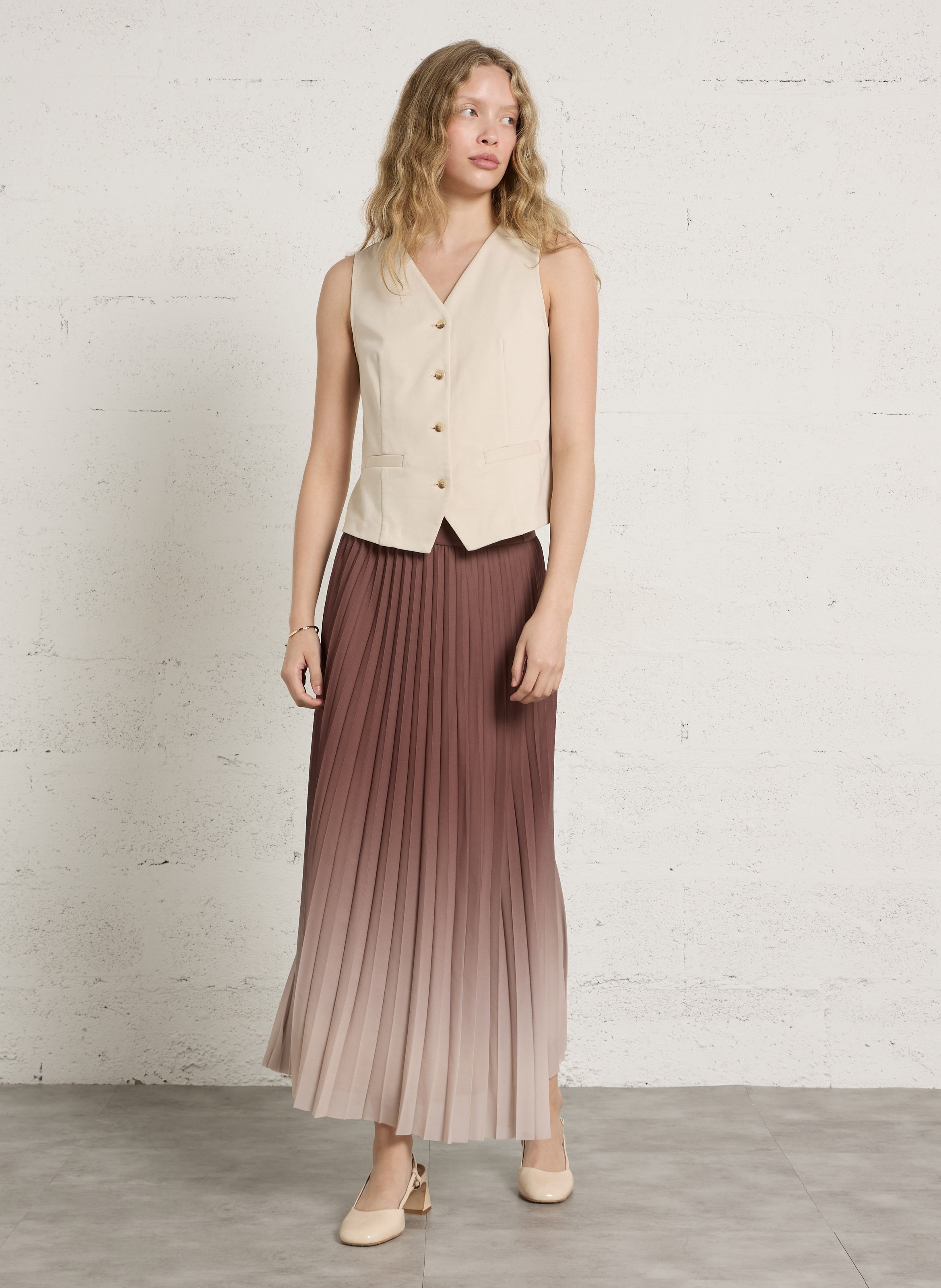 Jupe midi évasée plissée odessa MAISON 123 Rose