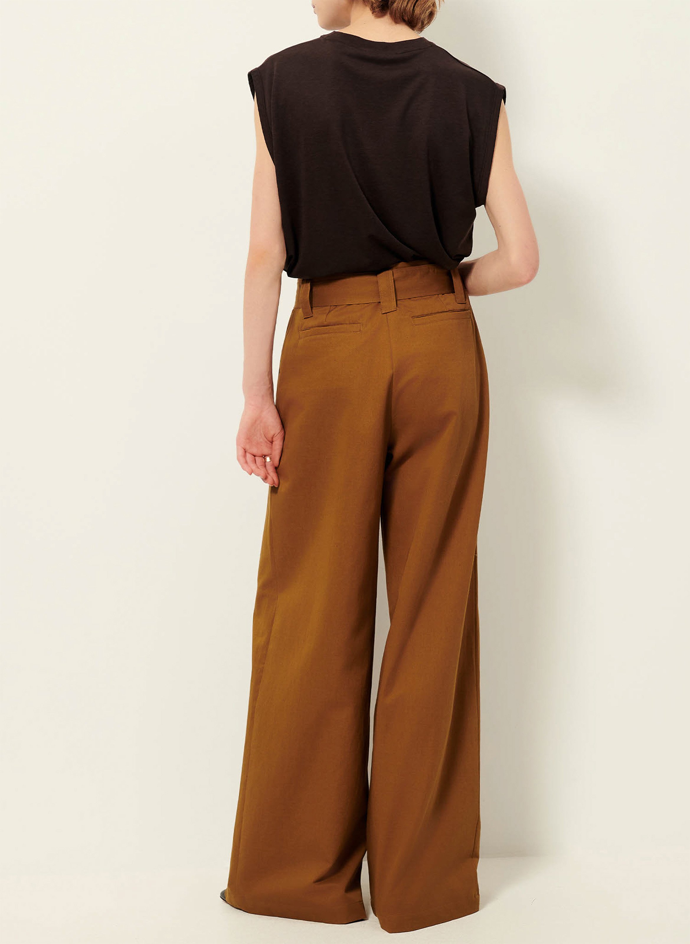 Pantalon large en coton mélangé riva SESSUN Marron