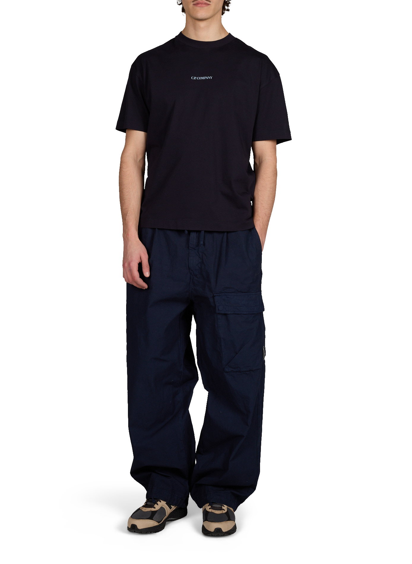 T-shirt à logo en coton CP COMPANY Bleu