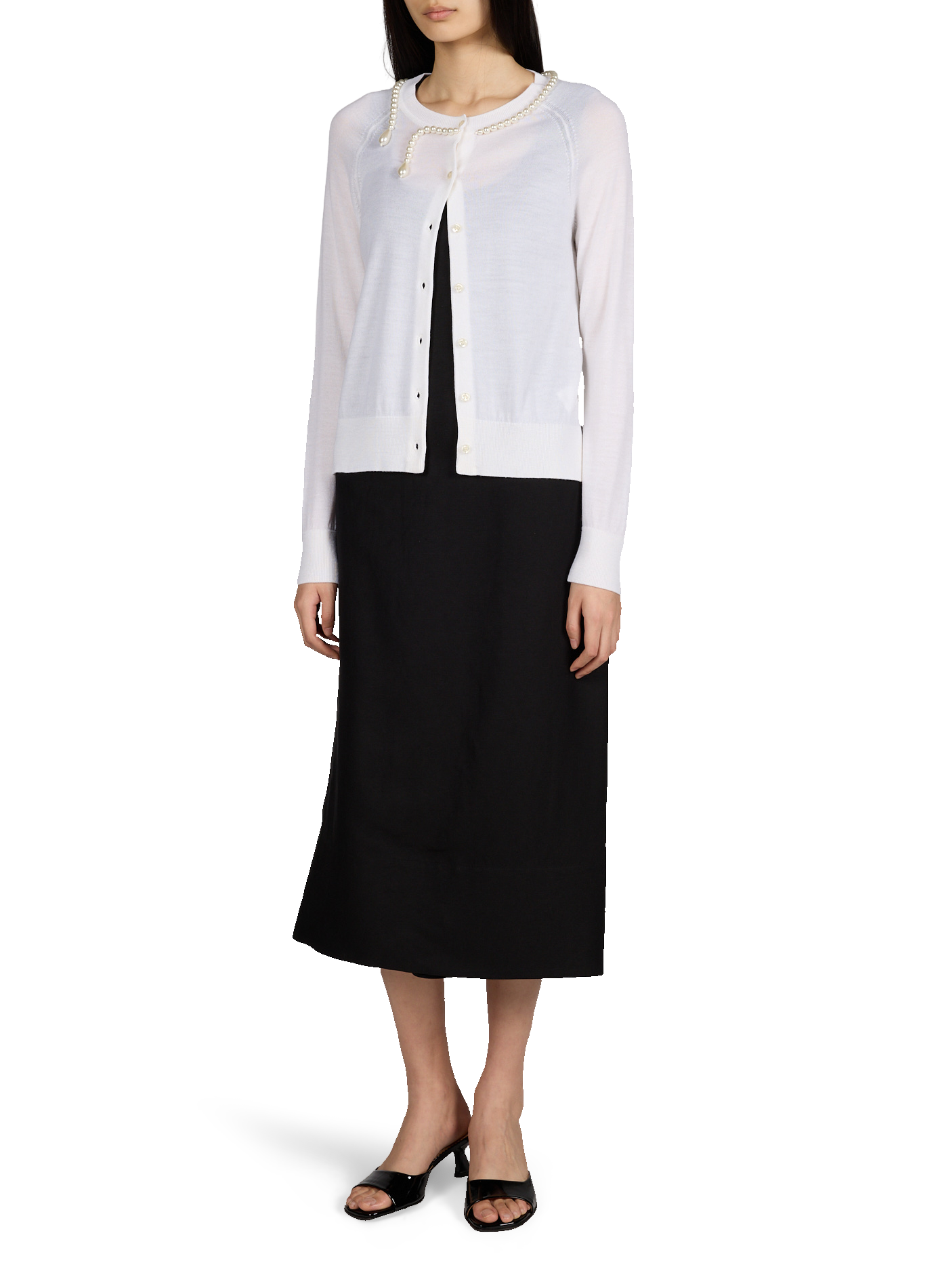 Cardigan in silk and merino wool adorned with pearls SIMONE ROCHA White