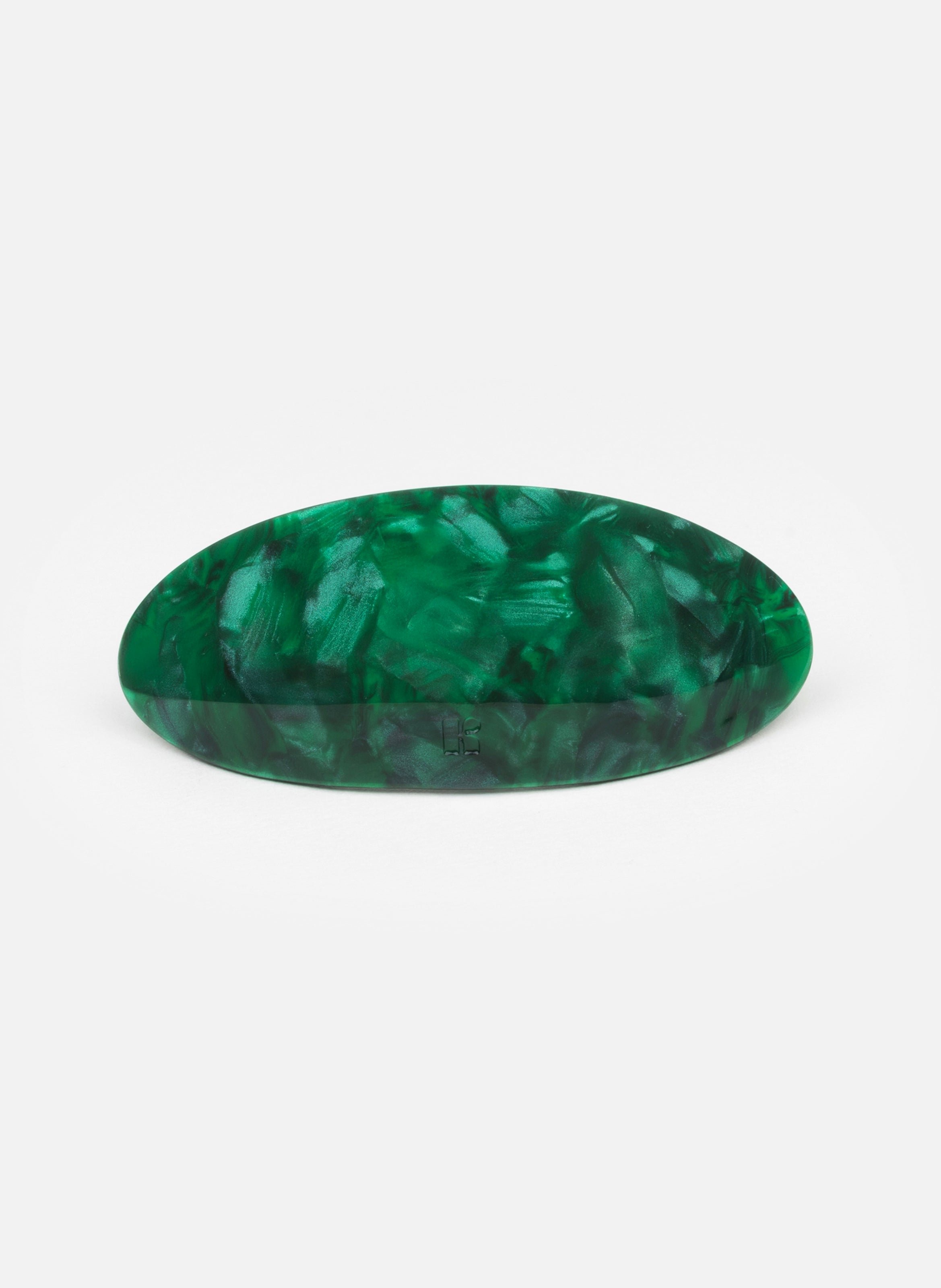 Barrette à cheveux ovale en acétate de cellulose et acier inoxydable KURAGE GINZA Vert