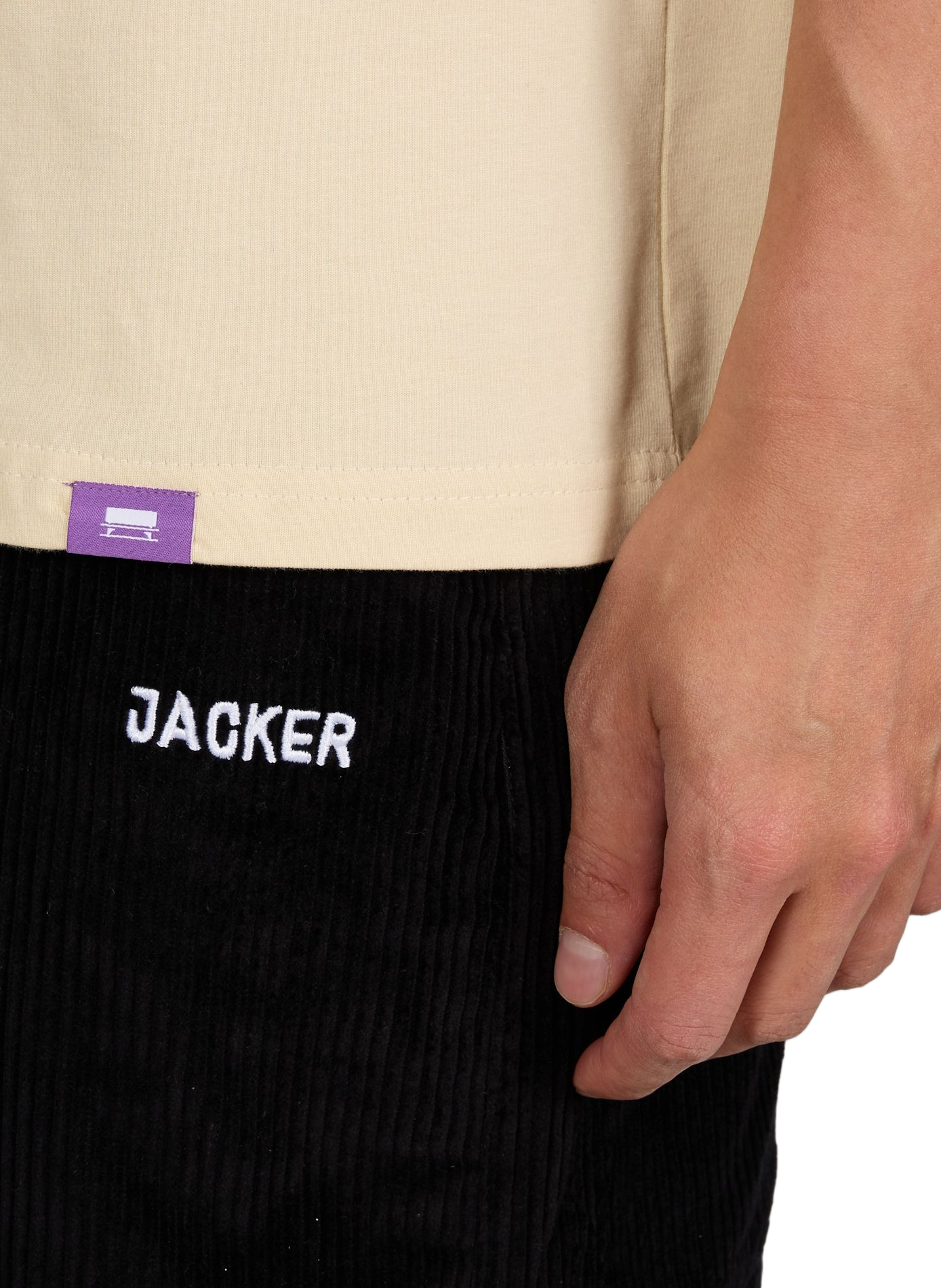 Camiseta recta estampada de algodón JACKER. Beige