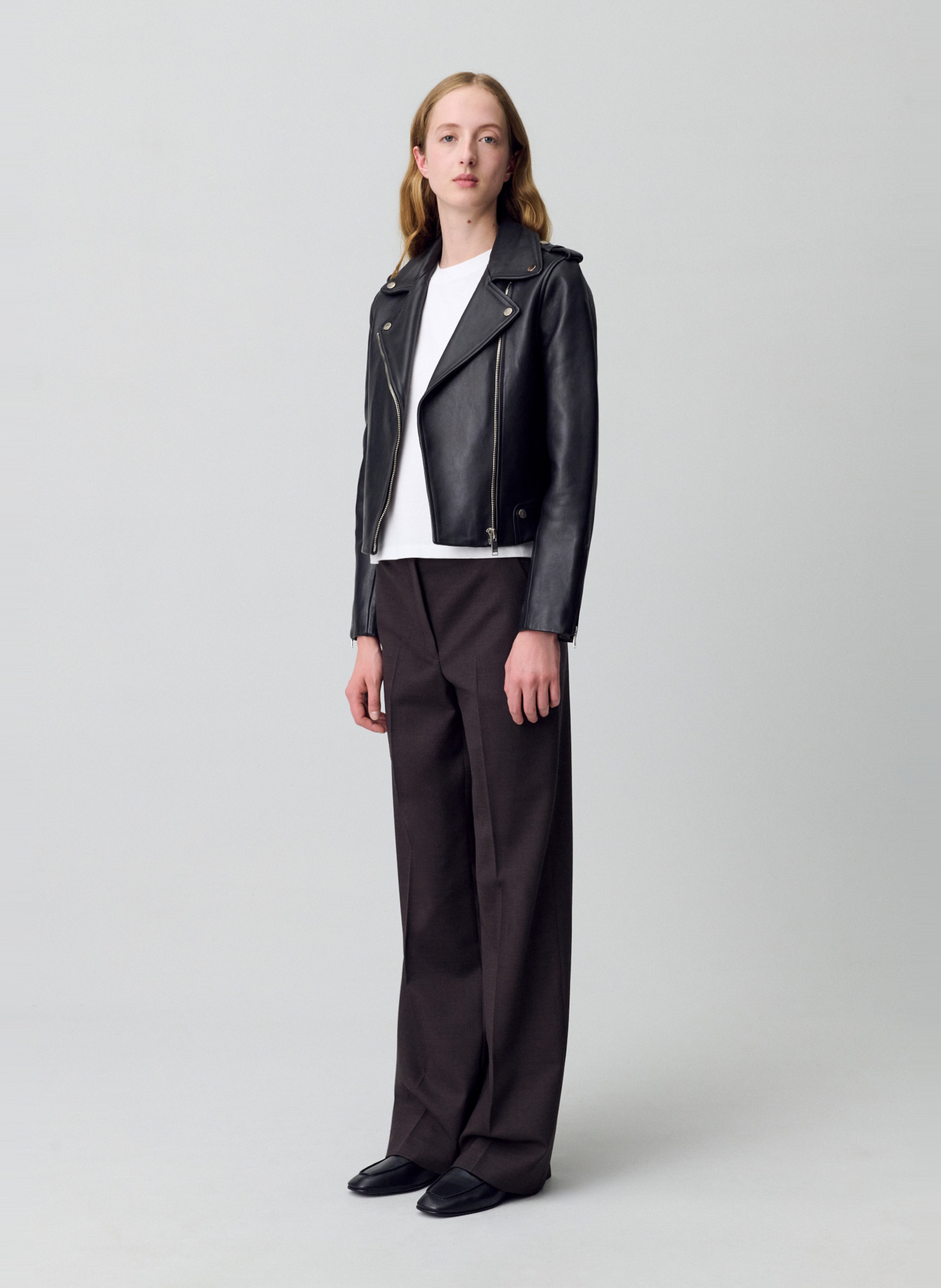 Blouson court en cuir CLAUDIE PIERLOT Noir