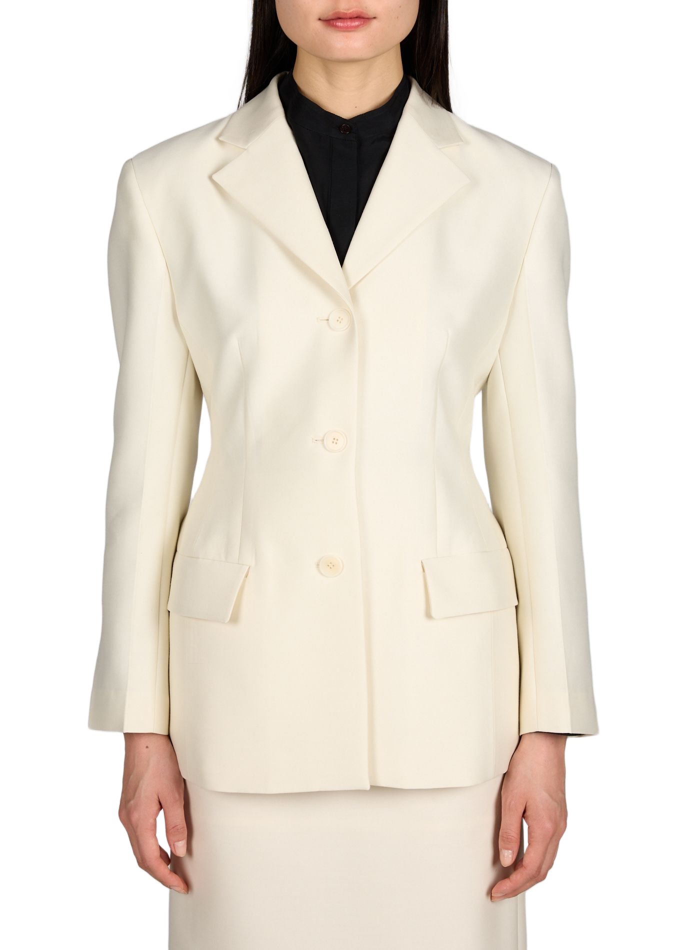 Fitted wool and silk blazer SANDBEIGE Beige