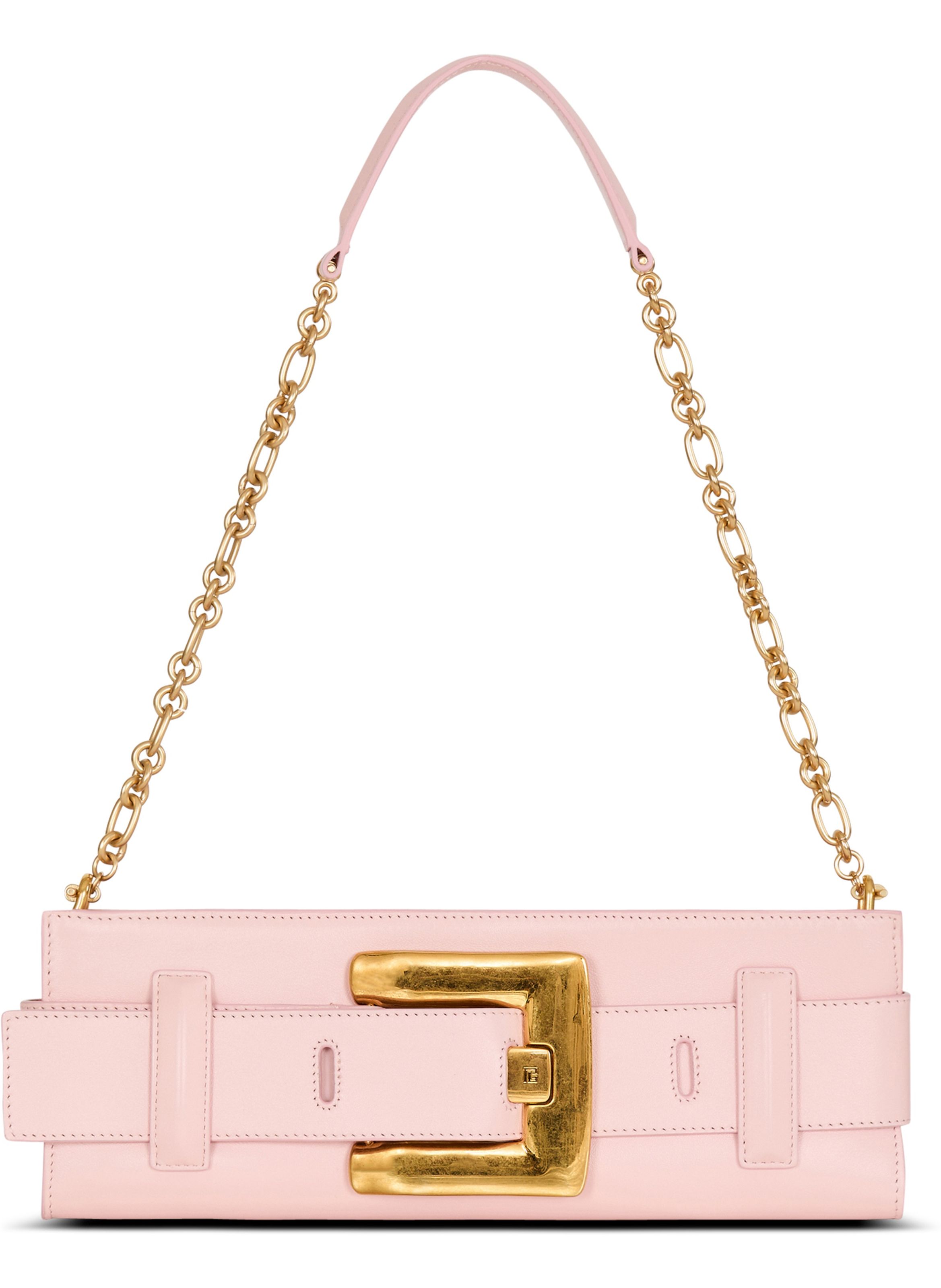 Pochette anthem en cuir lisse BALMAIN Rose