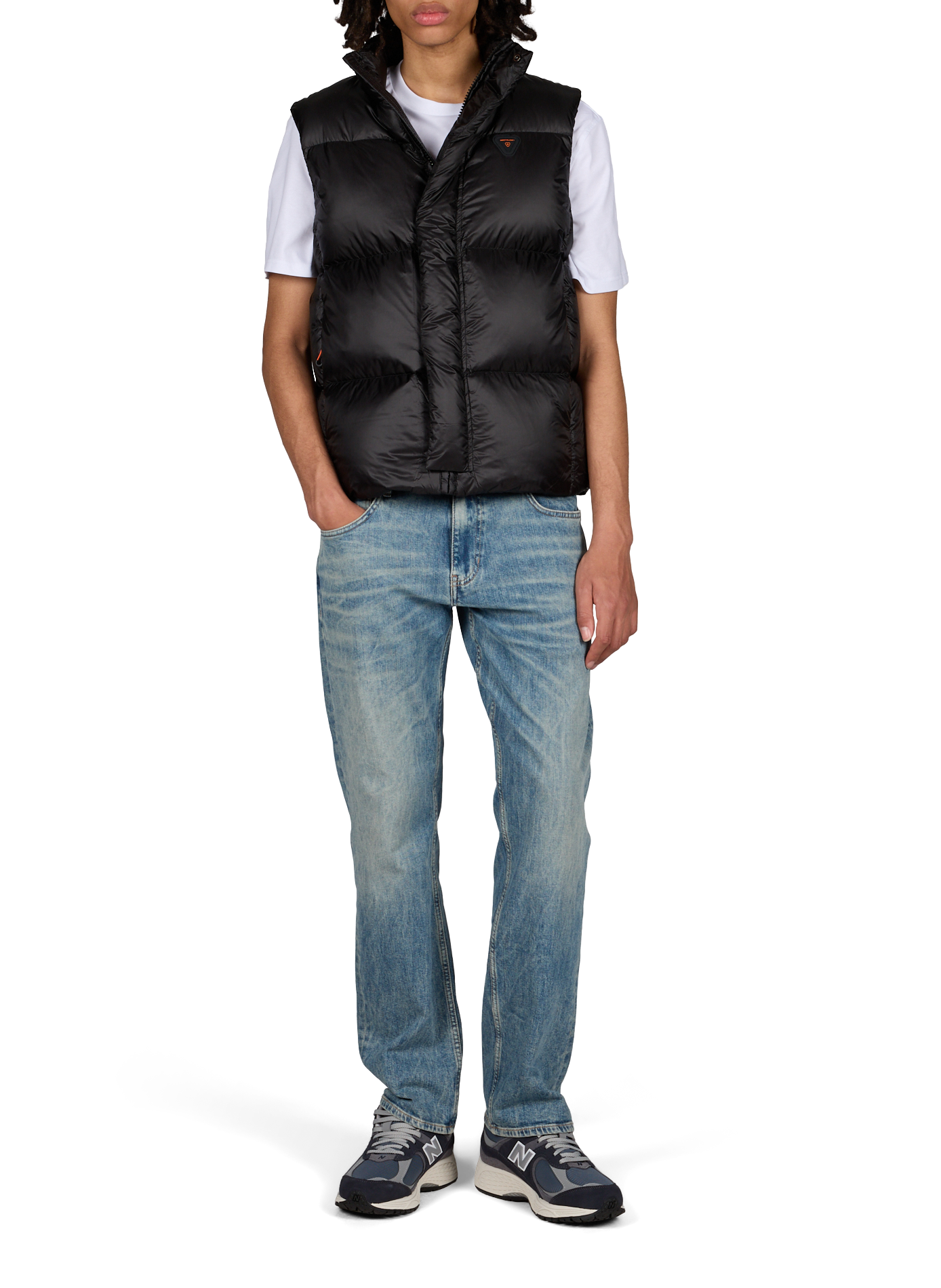 Jean droit délavé en coton mélangé GUESS Bleu