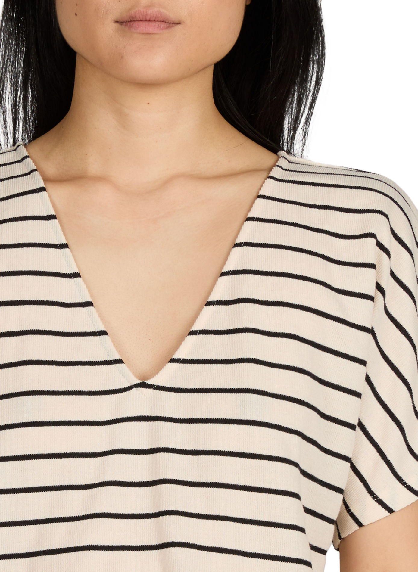 Striped V-neck top VILA Beige