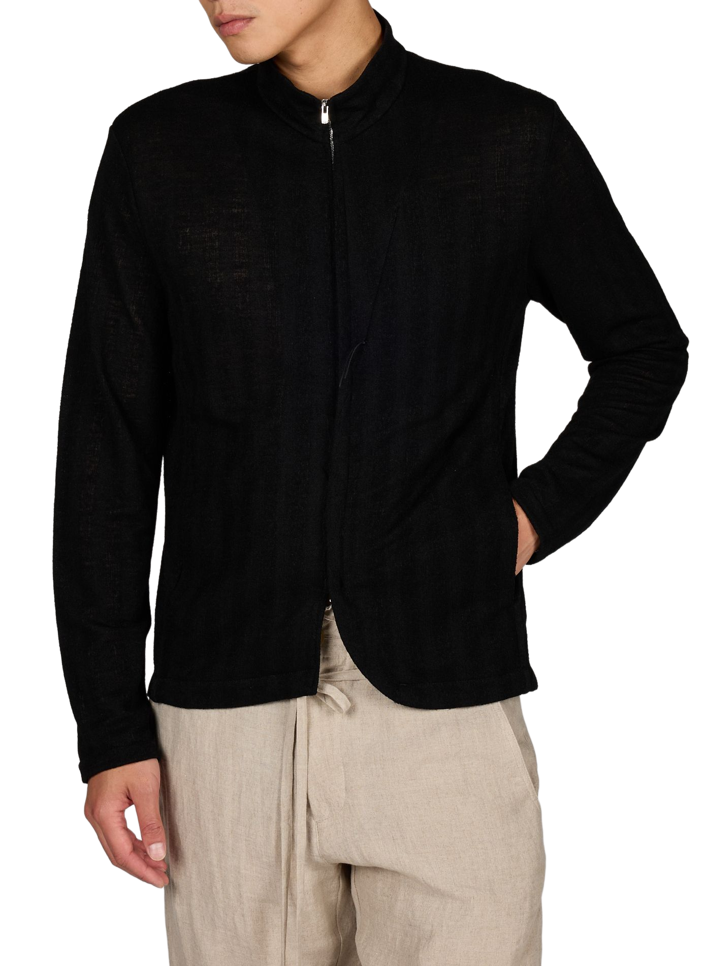Veste à col montant et ourlet asymétrique en laine mélangée POST ARCHIVE FACTION Noir