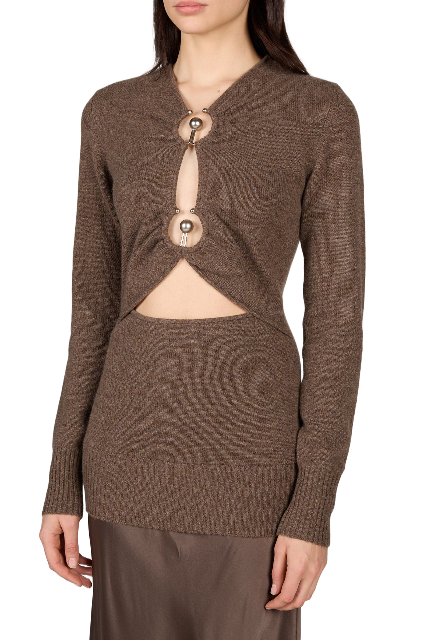 Orbit Ruched Monument long-sleeve cashmere dress CHRISTOPHER ESBER Brown