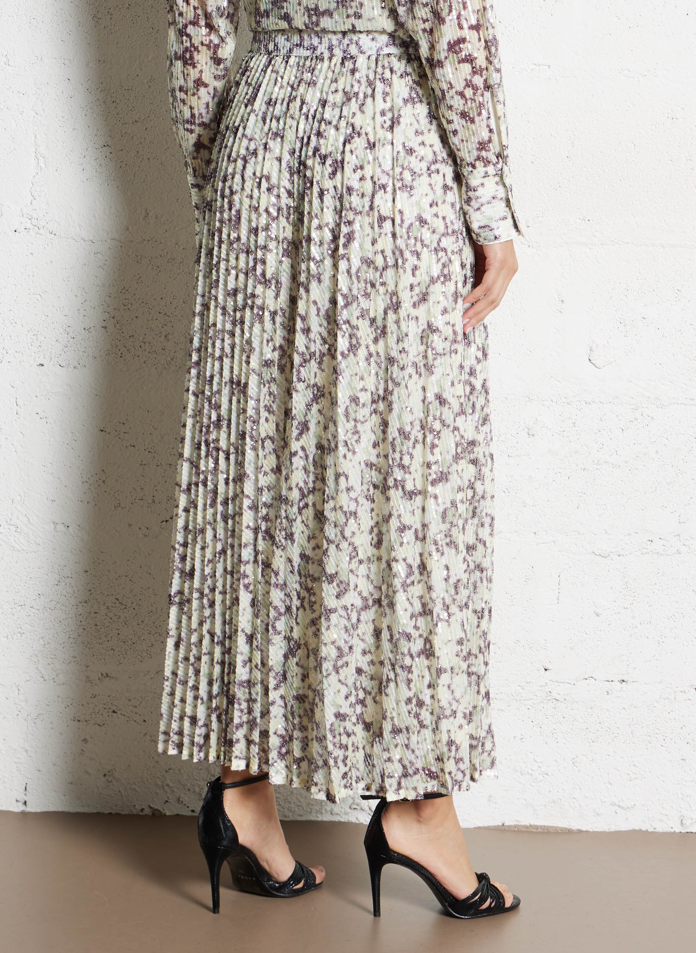 Jupe longue brodée IKKS Vert