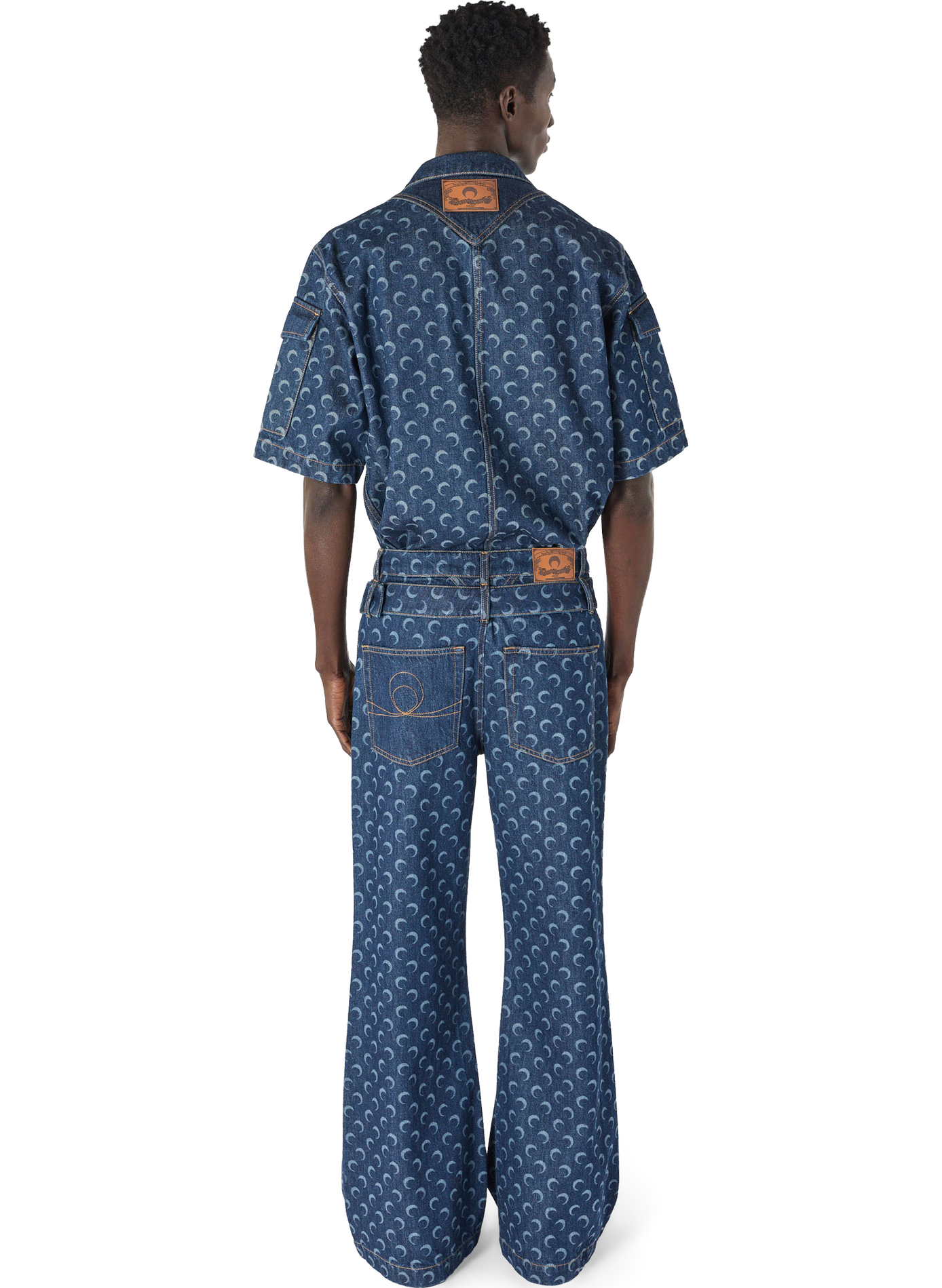 Chemise ample à manches courtes en denim bleu nuit MARINE SERRE Bleu