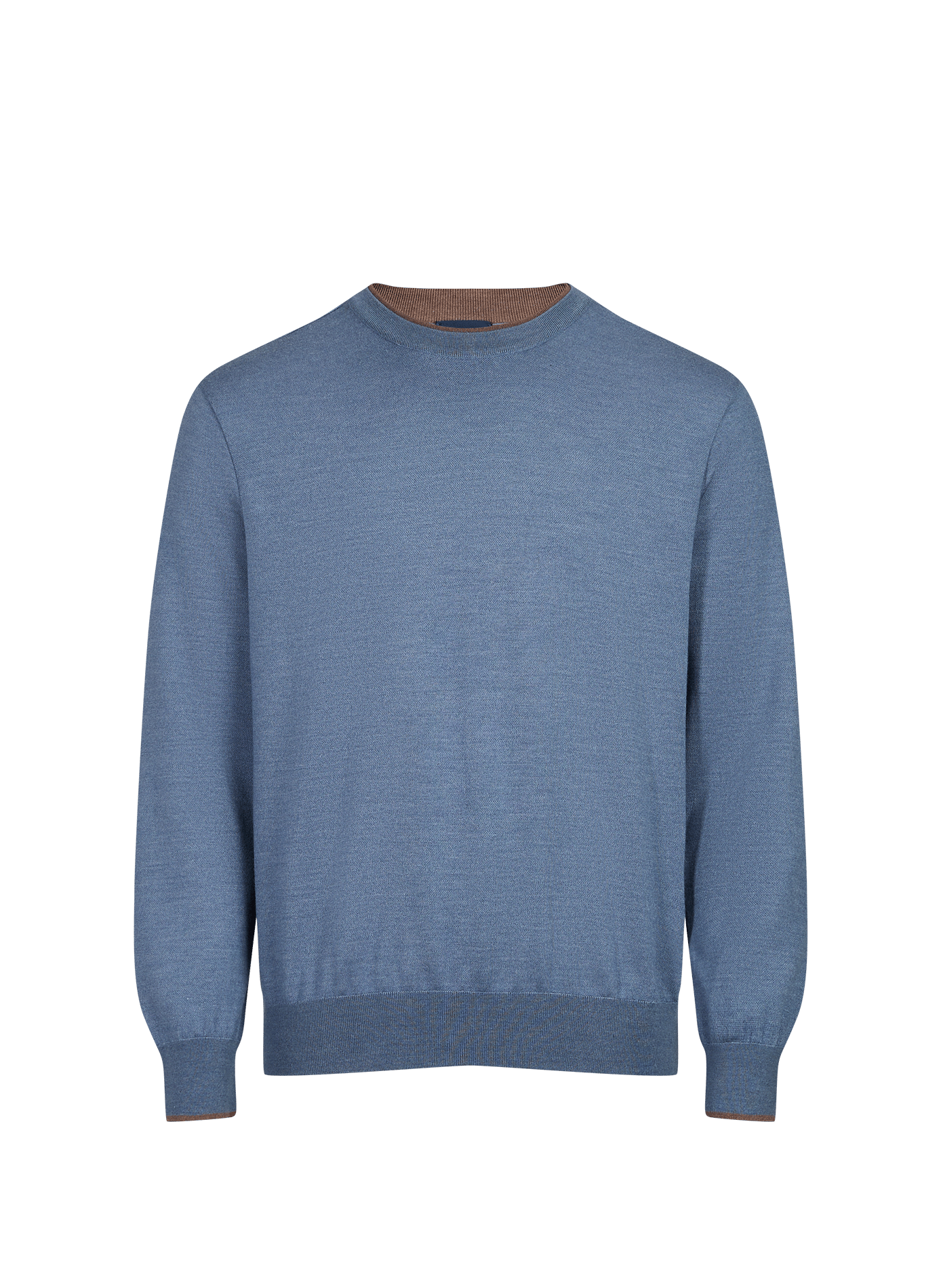 Straight-cut round neck sweater in virgin wool and silk PAUL & SHARK Blue