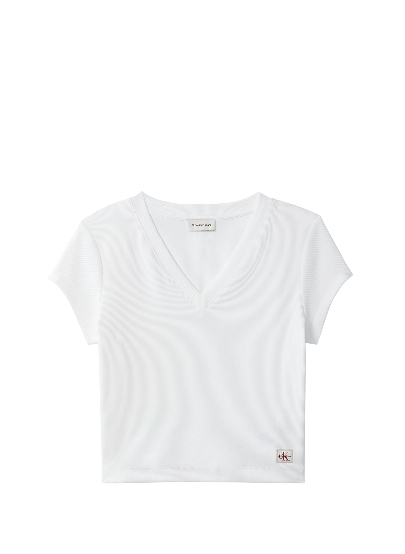 T-shirt met V-hals van gemengd katoen  Bright white