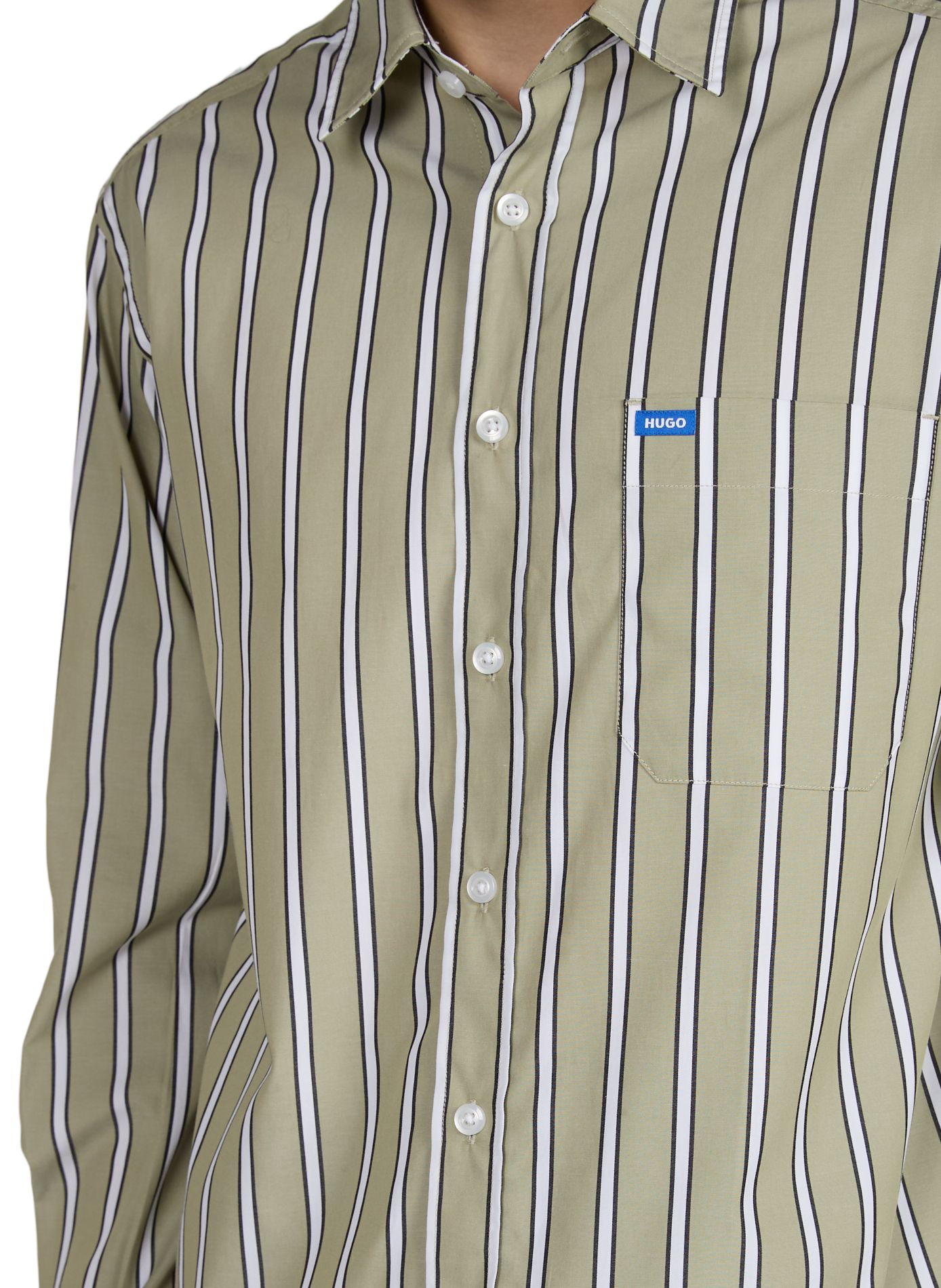 Oversized striped cotton shirt HUGO BLUE Green