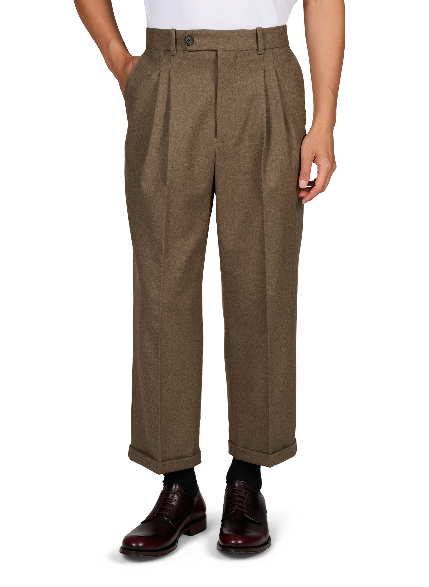 Pantalon droit à revers  DROLE DE MONSIEUR Marron