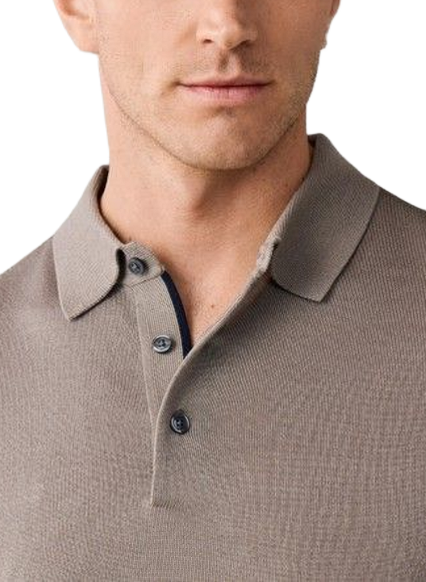 Polo droit en laine et soie HACKETT Beige