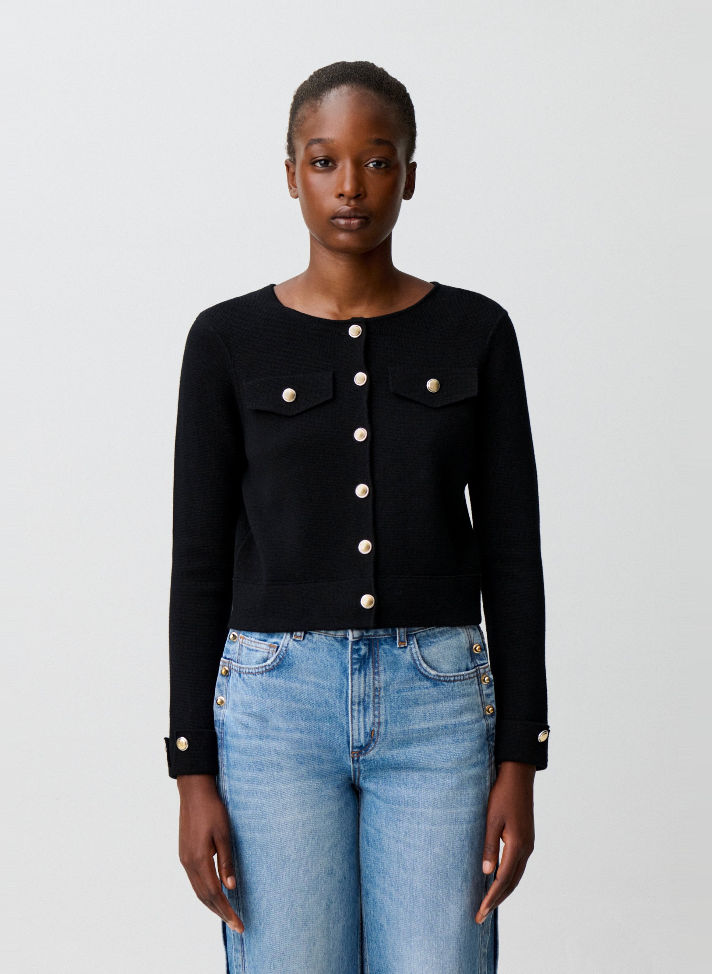 Cardigan ajusté en laine et coton CLAUDIE PIERLOT Multicolore
