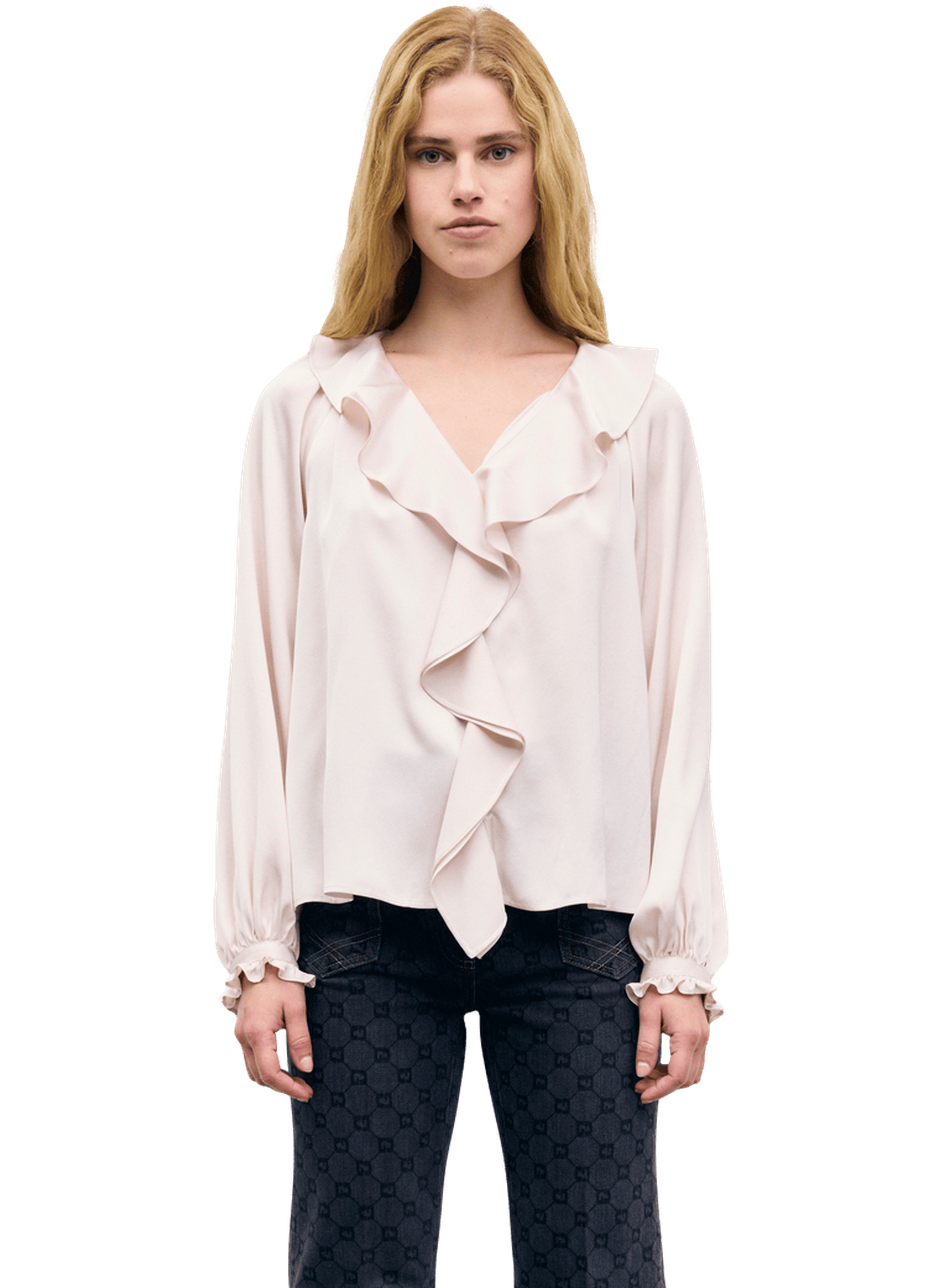 Chemise en satin à volants - lori GERARD DAREL Beige