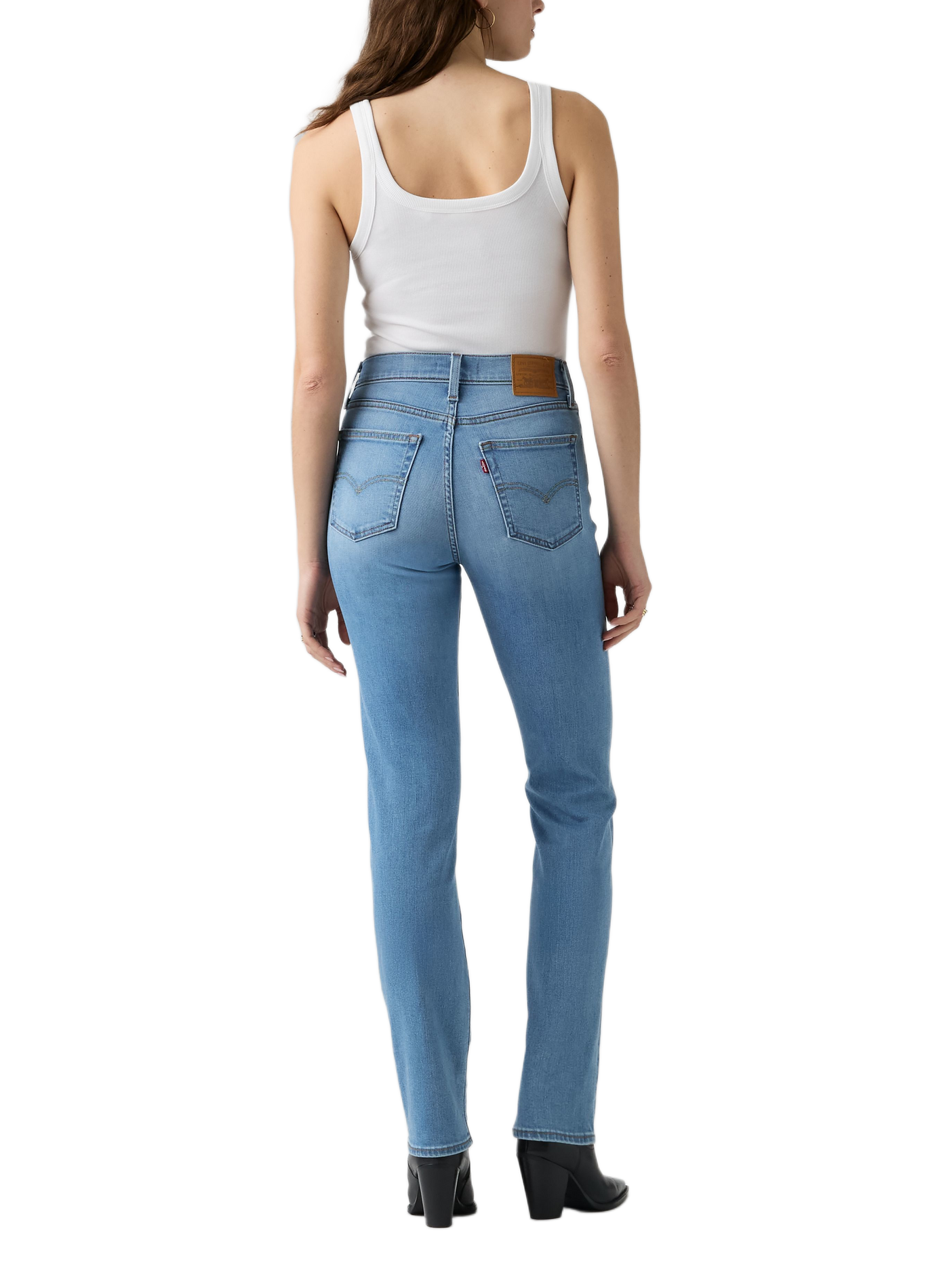 Slim jeans 722 met hoge taille van gemengd katoen LEVI'S Blauw